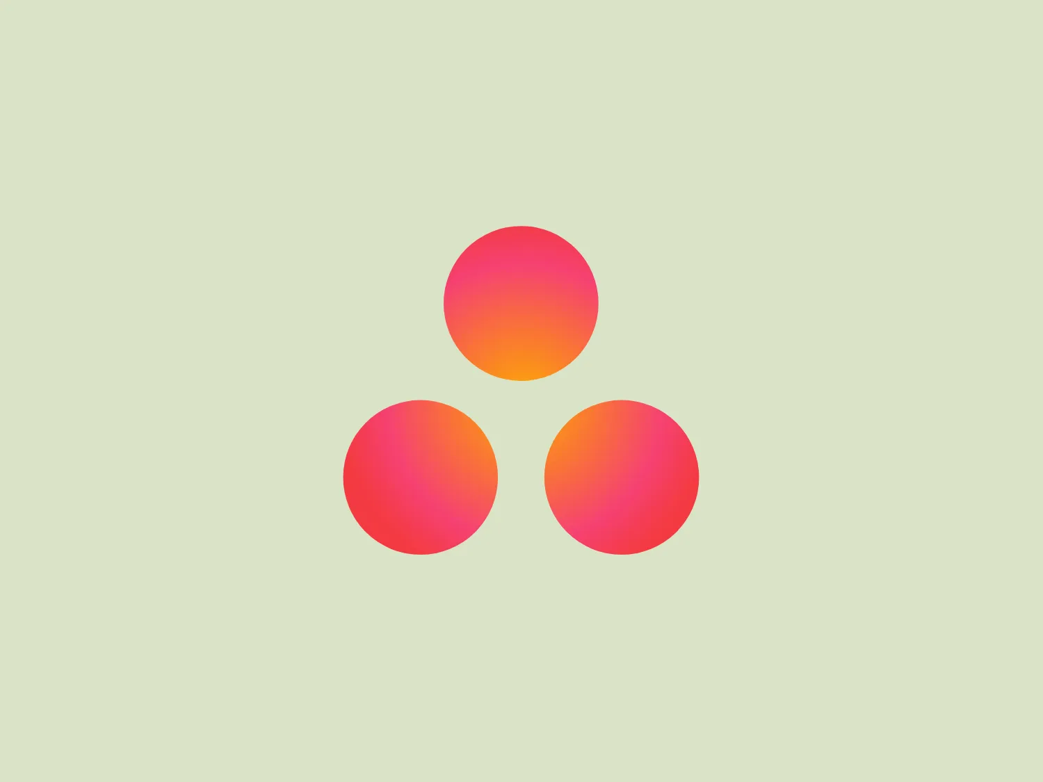 The Asana logo features three circles in a triangular formation, with a seamless gradient transition from warm pink to vibrant orange. The design exudes a dynamic and energetic vibe while maintaining a contemporary and approachable feel, ideal for a brand that embodies innovation and positivity.