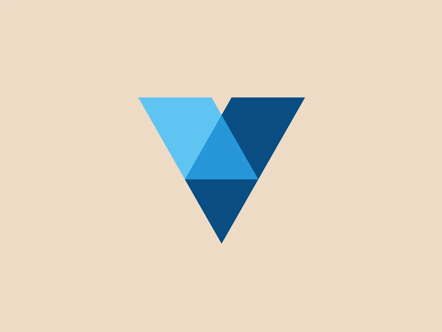 The Vista logo features a stylized triangular shape with a three-dimensional design. Constructed from polygonal facets, the logo is shaded in various tones of blue, creating depth and dimensionality. The darker shades anchor the base of the triangle, while the lighter shades highlight the upper portion, suggesting a light source above. The overall modern, clean design conveys stability and trustworthiness, representing technology or innovation. The shades of blue are complemented by a neutral and light background color.