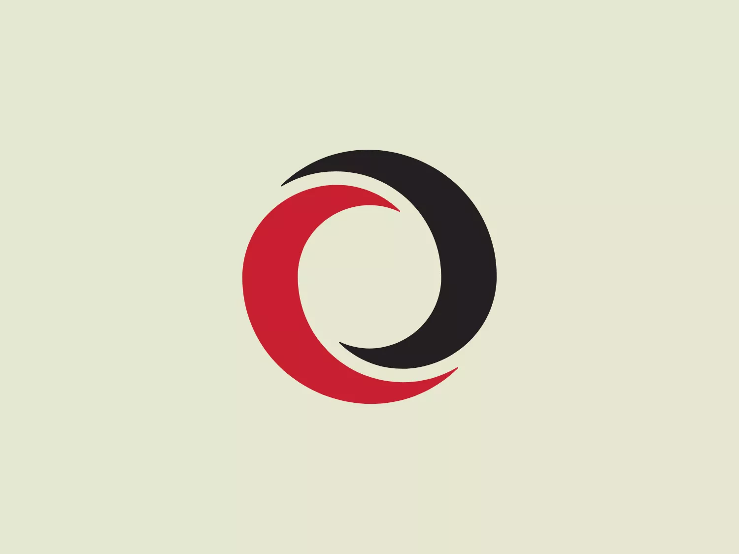 The Enovis logo features a stylized abstract design with two primary elements that could be interpreted as swirling or rotating around each other. One element is colored in a bold red, while the other is a deep black, creating a striking contrast. The shapes are reminiscent of brush strokes or a yin and yang symbol, giving a sense of motion and balance. The design is modern and minimalistic with clean lines and a dynamic aesthetic. There's an edginess and energy in how the two colors and shapes interact with each other, suggesting connection or interaction.