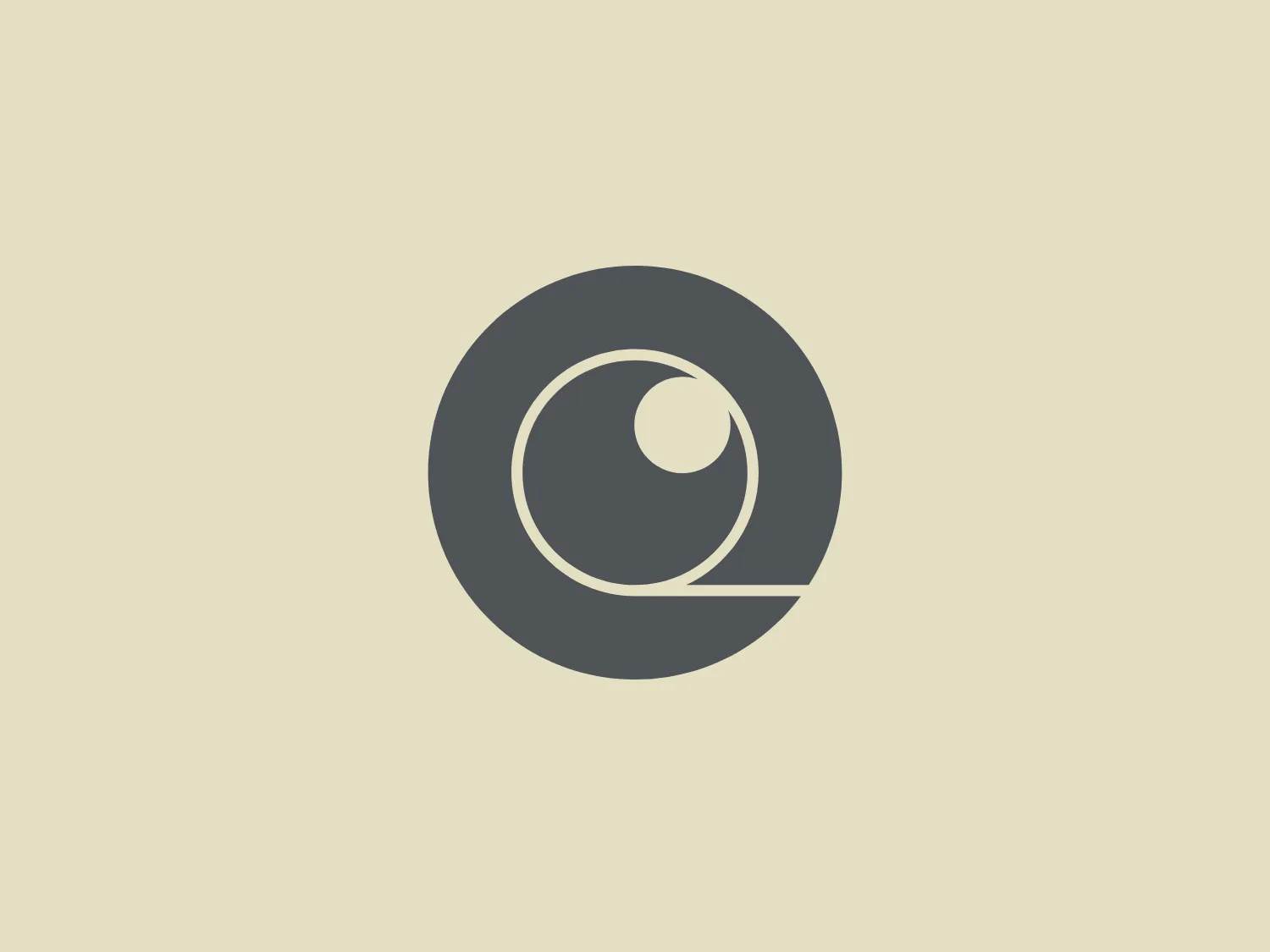 The Qoncept logo is a minimalist grayscale design featuring a stylized letter 'e' created by two concentric circles with negative space. Within the inner circle, a smaller crescent moon shape is cut out, suggesting an eye or adding a sense of motion to the 'e'. The outer ring provides a solid frame, and the modern, clean aesthetic is conveyed through the use of negative space and simple geometric shapes, offering a sleek and professional look. The monochromatic color palette allows for versatile application across different backgrounds.