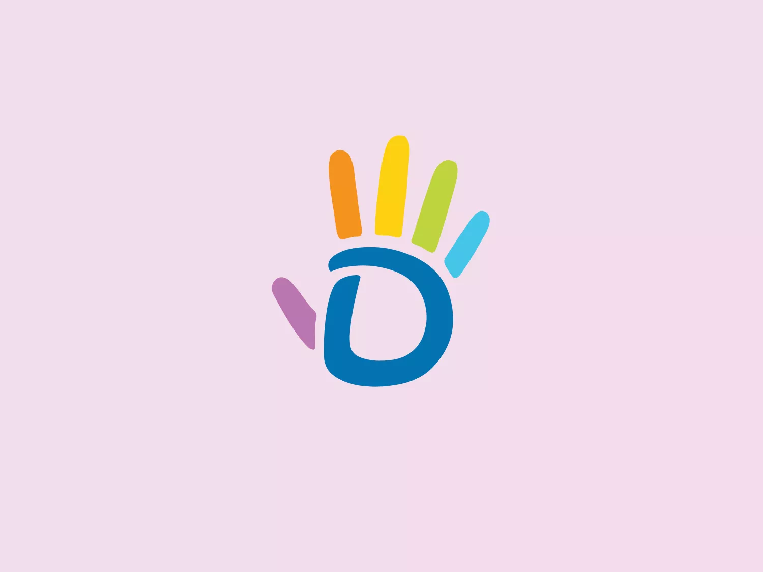 The Dnevnik logo consists of a stylized hand with five fingers, each represented by a different colored columnar shape, demonstrating diversity and inclusivity. The fingers transition from warm to cool colors, suggesting a spectrum of capabilities or services. The palm is abstracted into a circular blue form with a cutout that could be interpreted as a lowercase "d" or a person in motion. The rounded shapes and bright, primary and secondary colors give the logo a dynamic and friendly appearance, conveying a sense of community, support, and accessibility.
