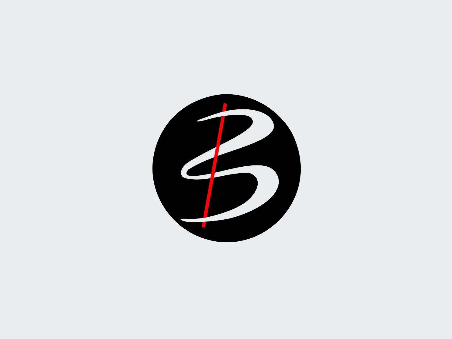 The Billag logo showcases a stylized white letter 'B' set against a circular black backdrop. The flowing and organic design of the 'B' suggests motion and fluidity. A thin red vertical line bisects the symbol directly left of the 'B', adding a pop of color and contrast. The modern and minimalistic aesthetic makes it suitable for a contemporary brand. The use of negative space within the 'B' creates an engaging visual effect and ensures the design is memorable.
