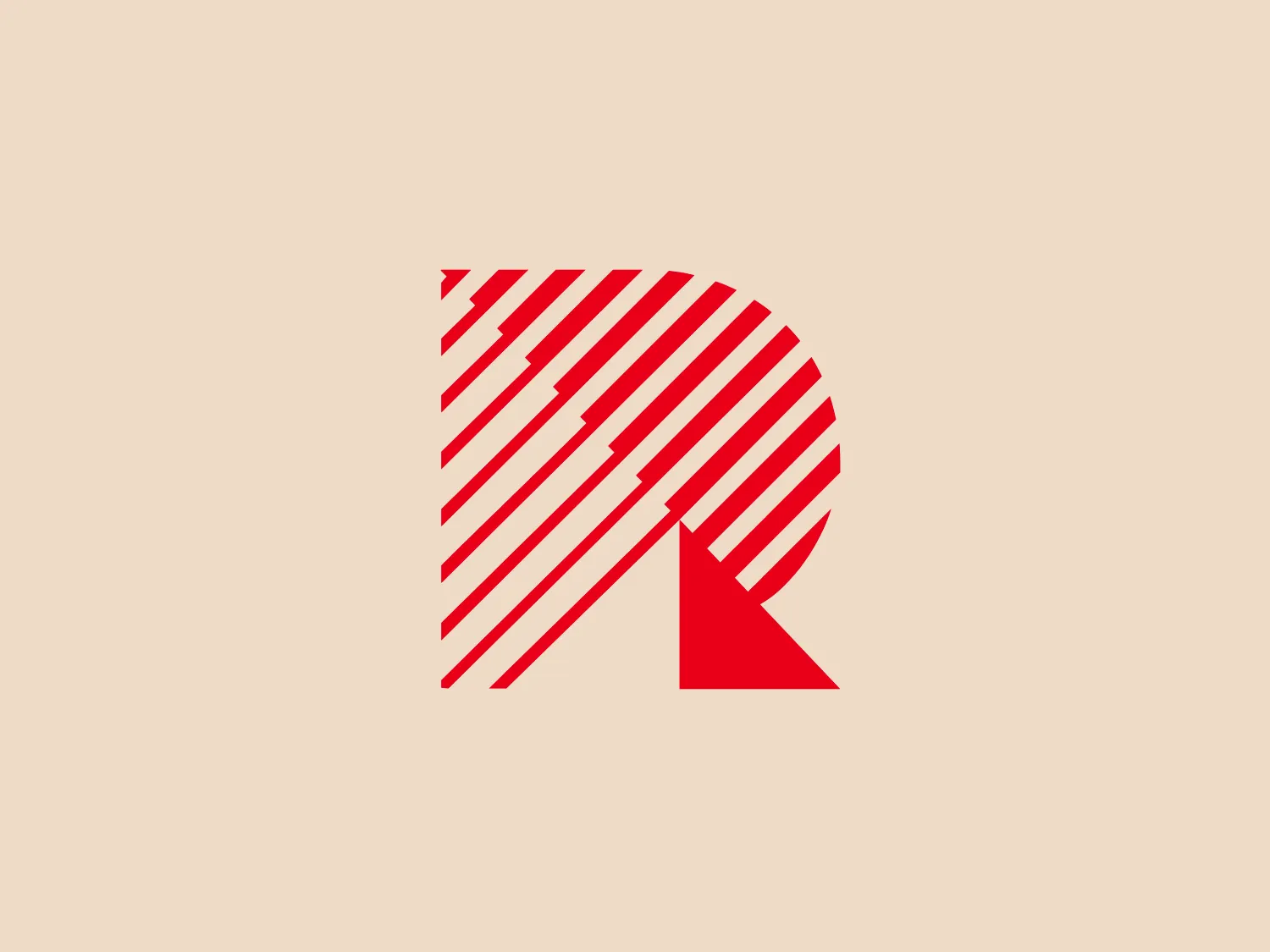 The logo for Redhill Games features a stylized, bold red "R" created with varying lengths of lines to convey movement and speed. The partially striped "R" adds dimension and depth to the modern and dynamic design, using sharp angles and a monochromatic color scheme. The vibrant red color stands out and would be complemented by a subtle background.