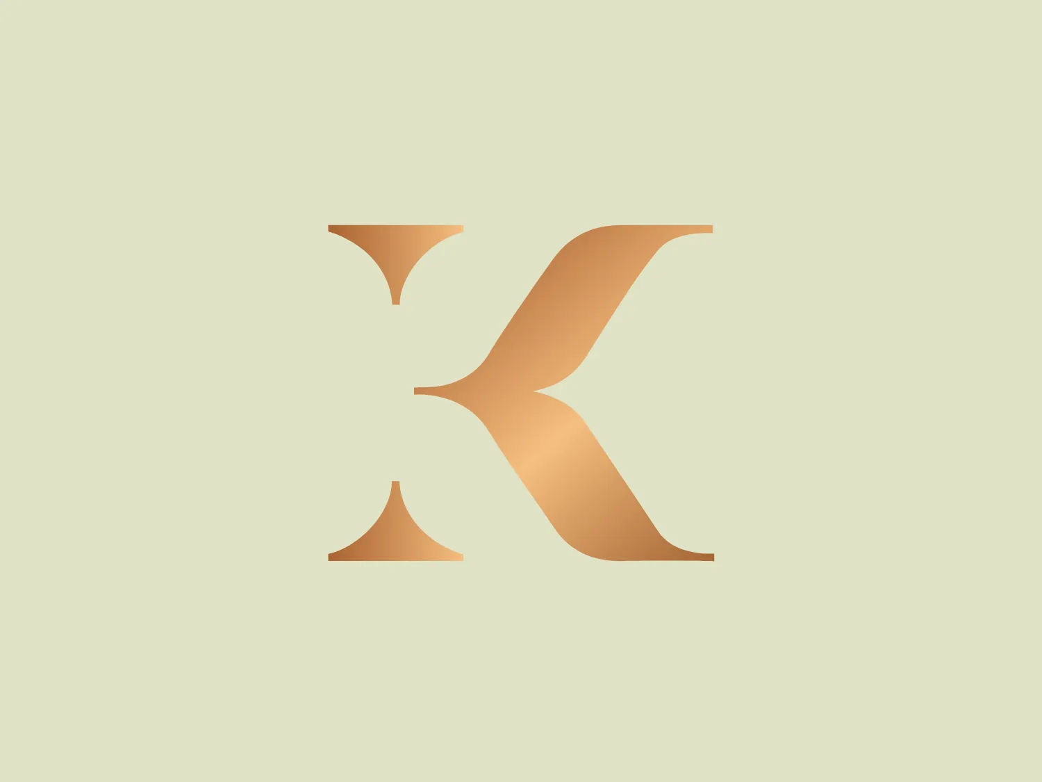 The Knee Deep logo features a stylized letter "K" with a modern and minimalist aesthetic. The image is constructed with geometric shapes, comprising of sharp angles and sweeping curves. The primary shape resembles an abstracted "K" with a wider base that tapers to a sleek point on the top-right. The color of the logo is a gradient of warm gold tones that transition from a deeper hue on the left to a lighter one on the right, giving it a sense of depth and three-dimensionality. The overall design suggests elegance and sophistication, and it conveys a sense of luxury and refinement. Given the tones of the Knee Deep logo, a background color that provides sufficient contrast while maintaining the upscale look would be appropriate.