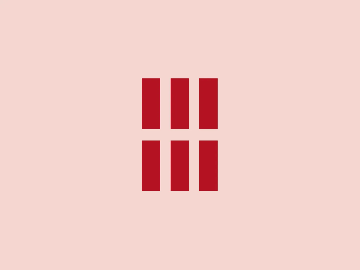 The Harvard University Press logo features a grid of six vertical rectangles arranged in two columns and three rows. The rectangles are uniformly sized with sharp, straight edges, creating a pattern similar to a simplified cityscape or equalizer bars. Each rectangle is a solid, bold shade of red, which makes a strong contrast against a lighter background. The overall design is minimalist and modern, conveying a sense of structure and order. Based on the simplicity and boldness of the design, a soft, pale background would complement the logo without competing with it.