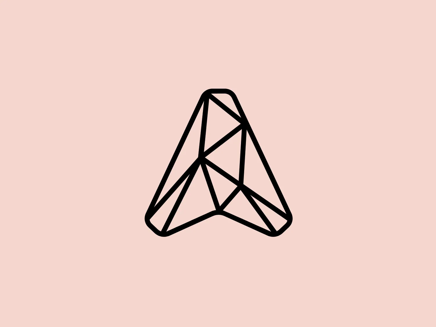 The Assemble Entertainment logo is a stylized, geometric design resembling an abstract three-dimensional triangular structure or prism. Composed of interconnected black lines on a white background, the modern and minimalist aesthetic creates an illusion of depth and perspective. The wide base narrows to a pointed top, and the internal line work adds complexity to the simple outer shape, suggesting stability, innovation, and a forward-thinking approach.