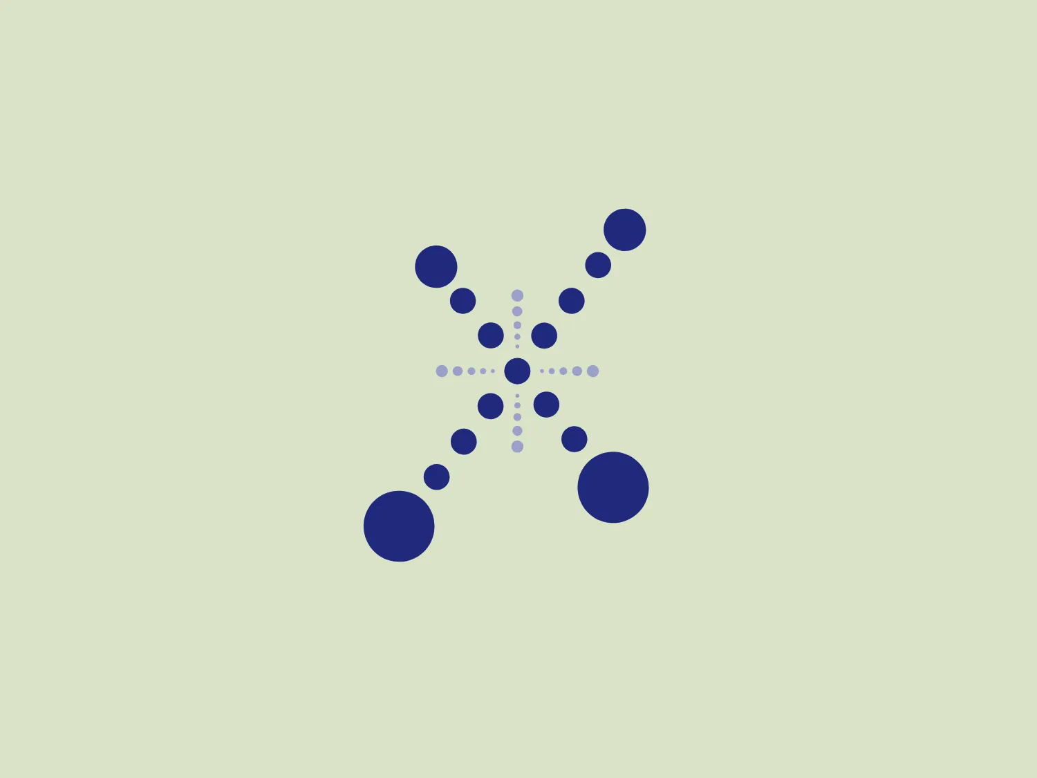 The EXDCI logo features a stylized, symmetric, asterisk-like shape centered prominently. It is composed of circles of varying sizes connected by dotted lines that extend radially from the center, creating a dynamic yet balanced visual. The color scheme is monochromatic with different shades of deep blue, adding to the logo's professional and modern aesthetic. The distribution of dots and solid circles suggests both connectivity and a forward-moving energy.