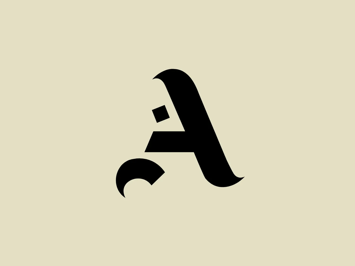 The Auge logo is a stylized letter 'A' with a bold and modern design. The letter is black with sweeping curves and sharp angles, creating a dynamic and contemporary look. It features a unique cutout with a small square near the top left and a quarter circle near the bottom right, adding visual interest. The overall aesthetic is minimalist, conveying sophistication and innovation for the Auge brand.