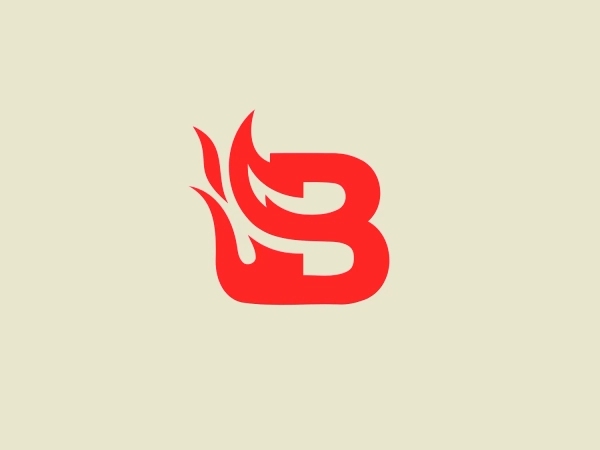 TheBlaze logo features a stylized letter "B" with dynamic, flame-like elements that extend from the top left part, conveying a sense of speed or heat. It uses a bold, vibrant shade of red that demands attention. The design aesthetic is modern and energetic, with a sense of motion suggested by the flame motifs. The sharp edges of the letter contrast with the organic, curvy shapes of the flames, creating a visually interesting mark that conveys power, passion, or high performance.