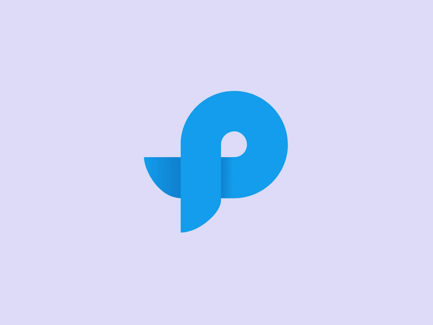 The Parkinson Foundation logo is a minimalist, modern design featuring a stylized lowercase 'p' in a bold cyan-blue color (#1CA7EC). The 'p' has a soft curvature, unembellished form, and a tail that wraps under and to the left, giving it a dynamic appearance. The sharp contrast between the round parts of the 'p' and the straight tail creates balance and visual interest. This vibrant logo is complemented by a warm, soft, muted peach background color (#F7DED6).