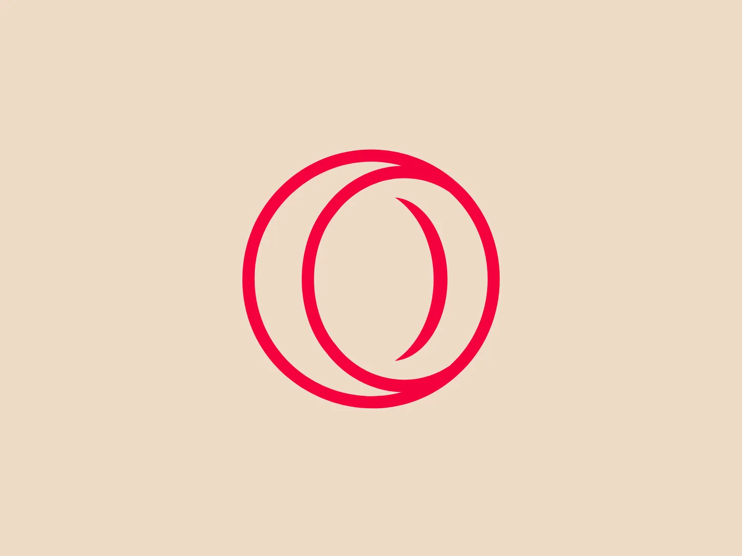 The Opera GX logo features a stylized depiction of two overlapping rings or circles, with a dynamic and modern look. The design is minimalistic, utilizing a bright, bold red color that provides a strong contrast. The rings give off the impression of motion or interconnectivity and convey a sense of sophistication and contemporary design. The thickness of the lines is consistent, adding to the logo’s balanced and harmonious appearance.