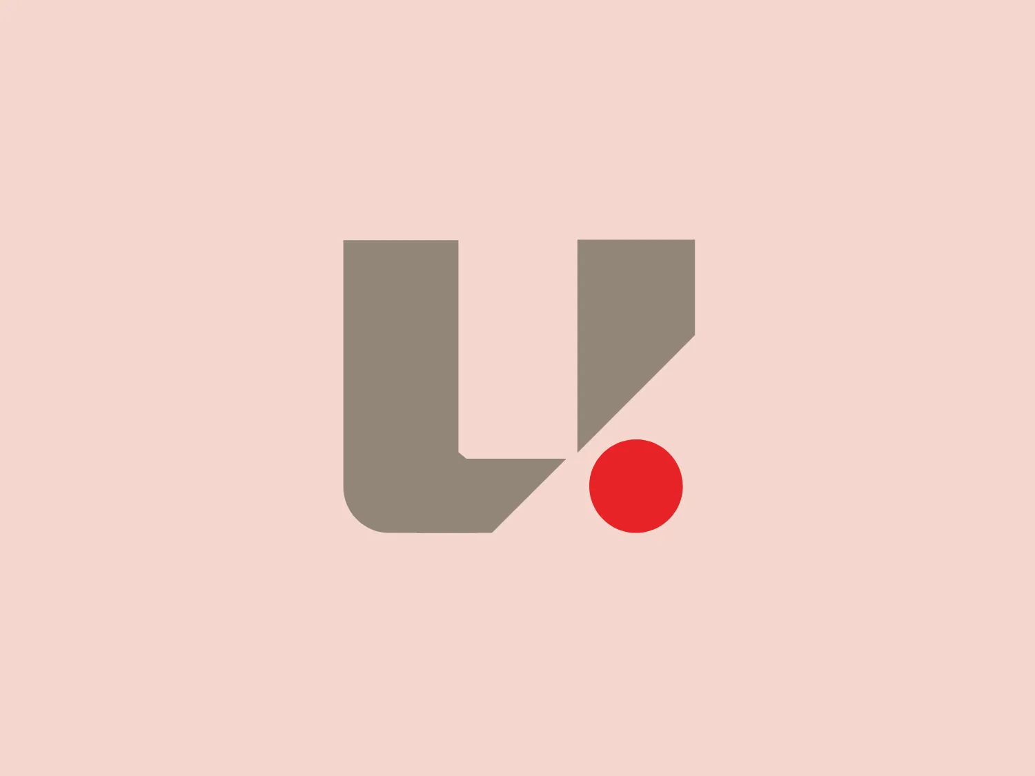 The Universal Biosensors logo features a stylized, abstract design consisting of geometric shapes. The main elements are a bold, capitalized "L" and an implied "I," created through negative space within the "L." A red circle at the lower right-hand corner of the "L" represents the dot of the "I." The "L" itself is a muted gray, and the simple shapes convey a modern and sleek aesthetic. The color palette is minimal, using the contrast between the gray and the red dot to create visual interest.
