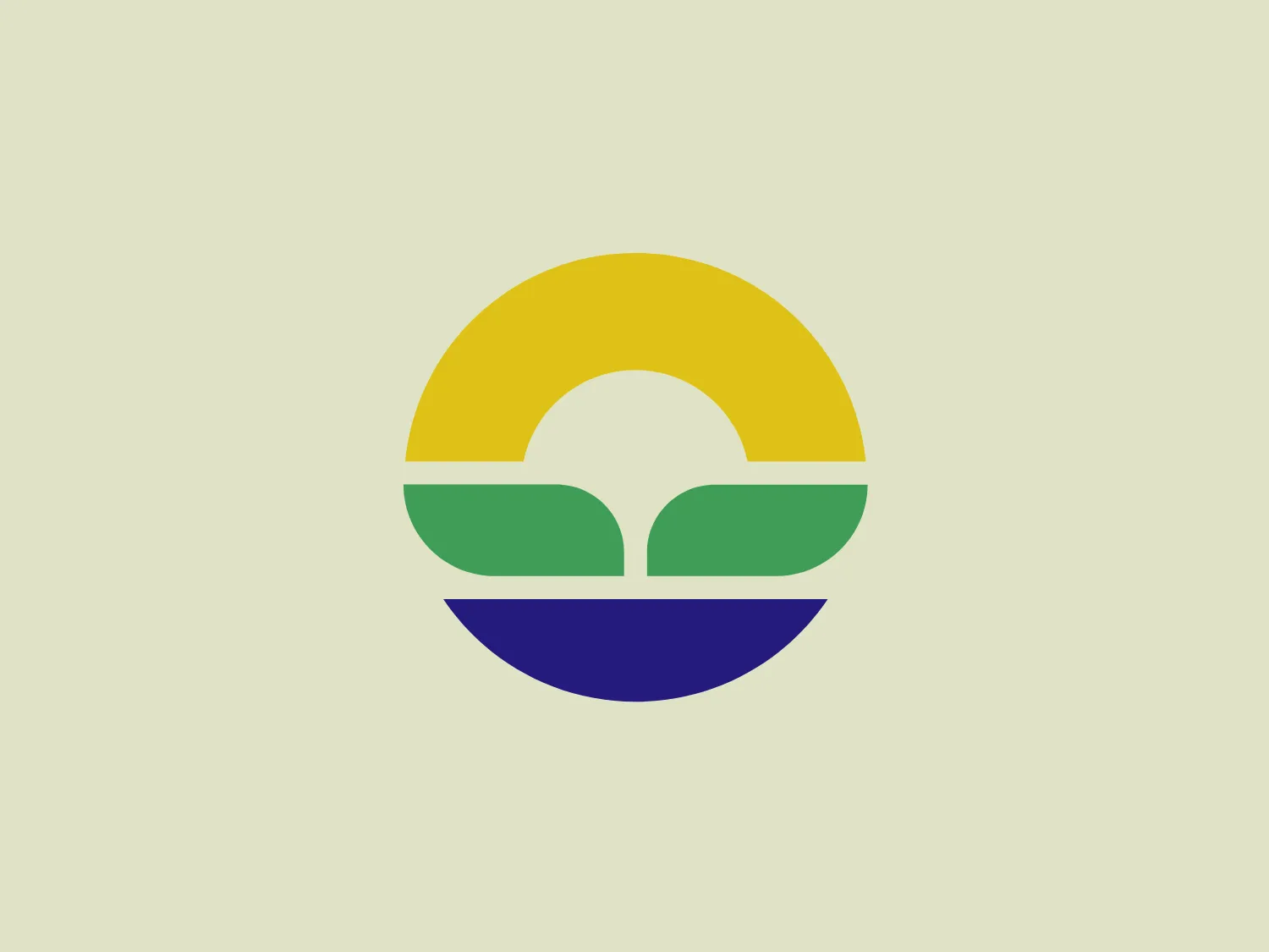 The logo for Oregon Department of Agriculture is a stylized depiction of a geometric landscape, using bold, flat colors and simple shapes. It consists of three stacked and curved horizontal bands, with the topmost in yellow, the middle in green, and the bottom one in blue, representing the sun, the land, and the water respectively. The overall aesthetic is modern and minimalistic, conveying a sense of harmony and balance. The bands are uniformly thick with a gentle curvature, giving the logo a soft and approachable feel. The use of primary and secondary colors adds vibrancy and makes the logo stand out.