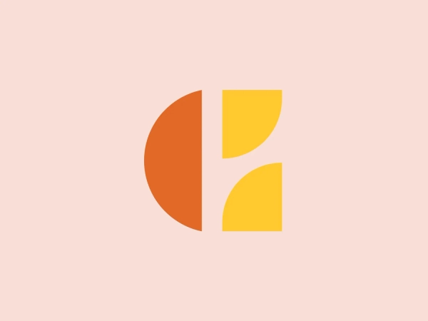 The Choice Hotels logo showcases a modern and minimalist design featuring a stylized letter "B" composed of geometric shapes. The left half of the "B" consists of a semicircular shape in a vivid orange hue, while the right half is divided into a trapezoid and a quarter circle in bright yellow. The flat shapes, devoid of gradients or 3D effects, contribute to a clean, bold, and contemporary aesthetic.