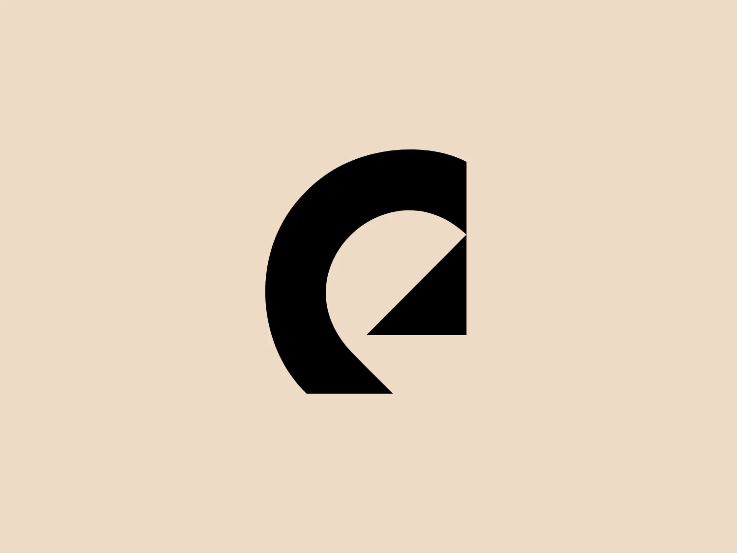 The logo presented for Epidemic Sound is a minimalist and modern design, consisting of a bold, black geometric shape resembling the letter 'Q'. It features a large, solid semicircle that is intersected by a diagonal line that extends from the top of the semicircle to the inner bottom, creating a dynamic negative space. The design boasts clean lines and sharp contrasts, embodying a sleek and contemporary aesthetic. Given the strong contrast of the black logo, a lighter background would complement it well.
