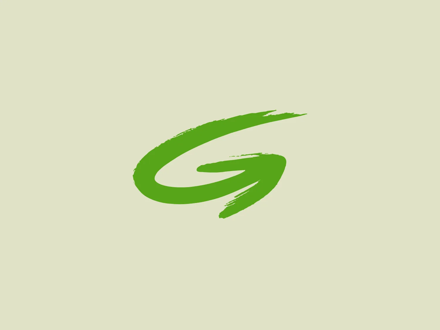 The logo features a stylized letter 'G' for Die Grünen, painted in a thick, brushstroke style with a vibrant green color. Its texture has a dynamic and artistic flair, giving the impression of motion and energy. The design is modern and minimalist, omitting any additional detail to keep the focus on the bold, sweeping shape. The simplicity of the form and its organic, flowing lines lend the logo a sense of naturalism and creativity.