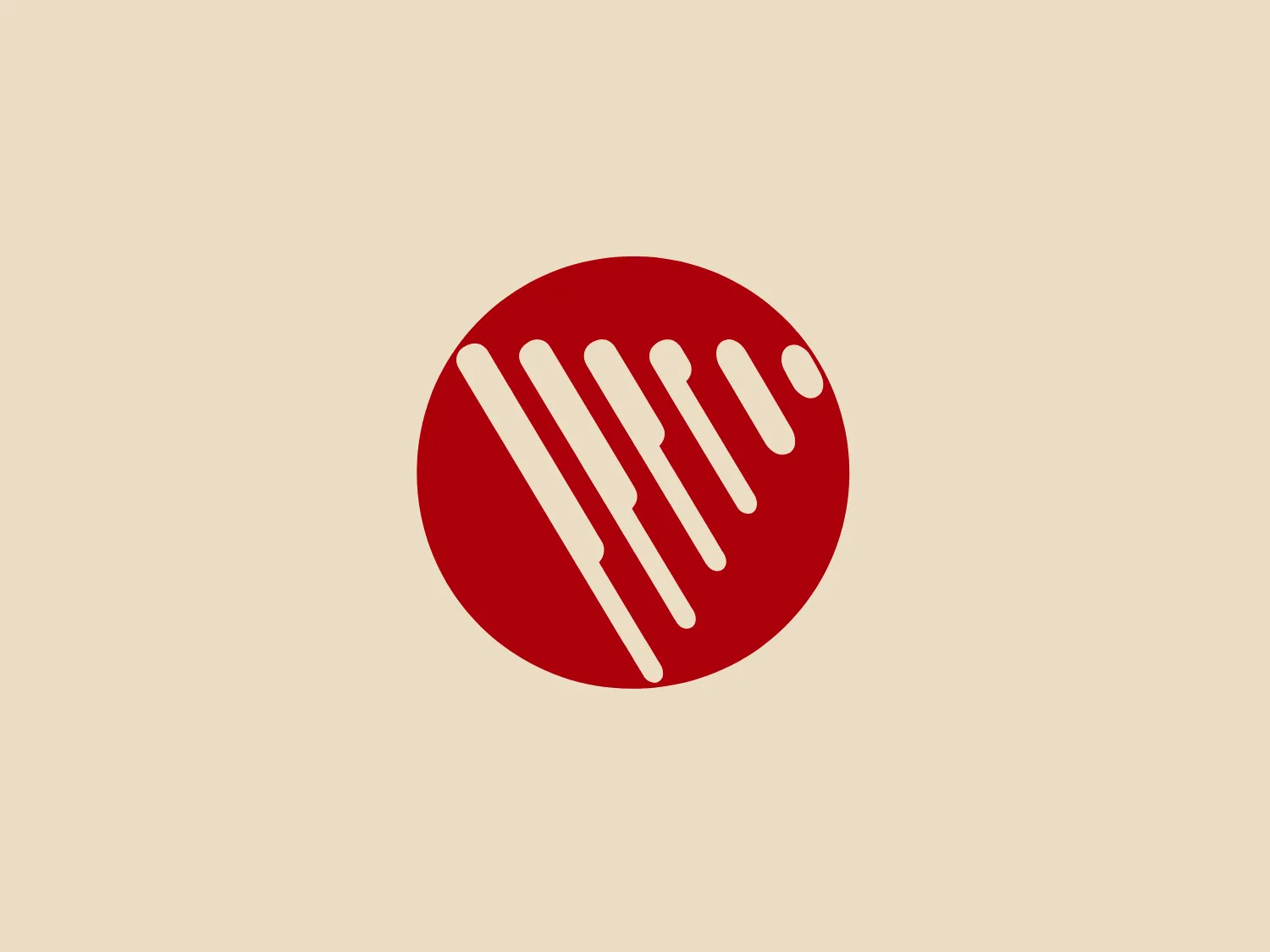 The Veripark logo features a simple yet bold design consisting of white diagonal stripes of varying thicknesses on a circular red background. The composition is dynamic and conveys motion, with the stripes transitioning from thick to thin from left to right, suggesting speed or progression. No additional elements or textual components distract from the clean visual statement this logo makes. This design would likely stand out well against a quiet and neutral background that complements its minimalistic vibe.