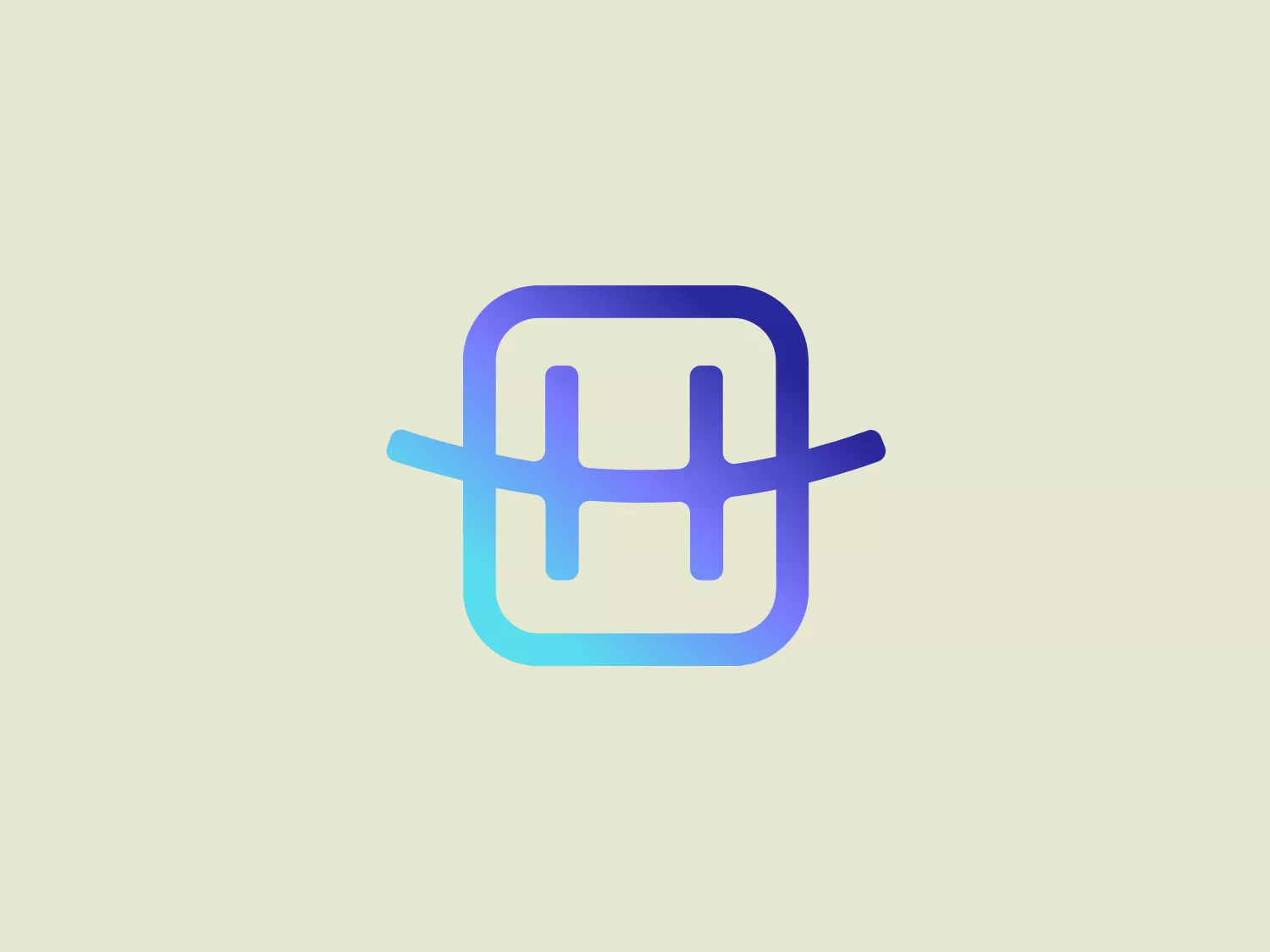 The Hinsdale Ortho logo is a modern, geometric design featuring a rounded square border with an abstract H-like figure in the center. The gradient transitions from deep blue to lighter aqua blue, symbolizing dynamism and innovation. The softened corners and central figure give the logo a friendly appearance, while the gradient adds depth and a futuristic feel. The design allows for versatile application across various media.