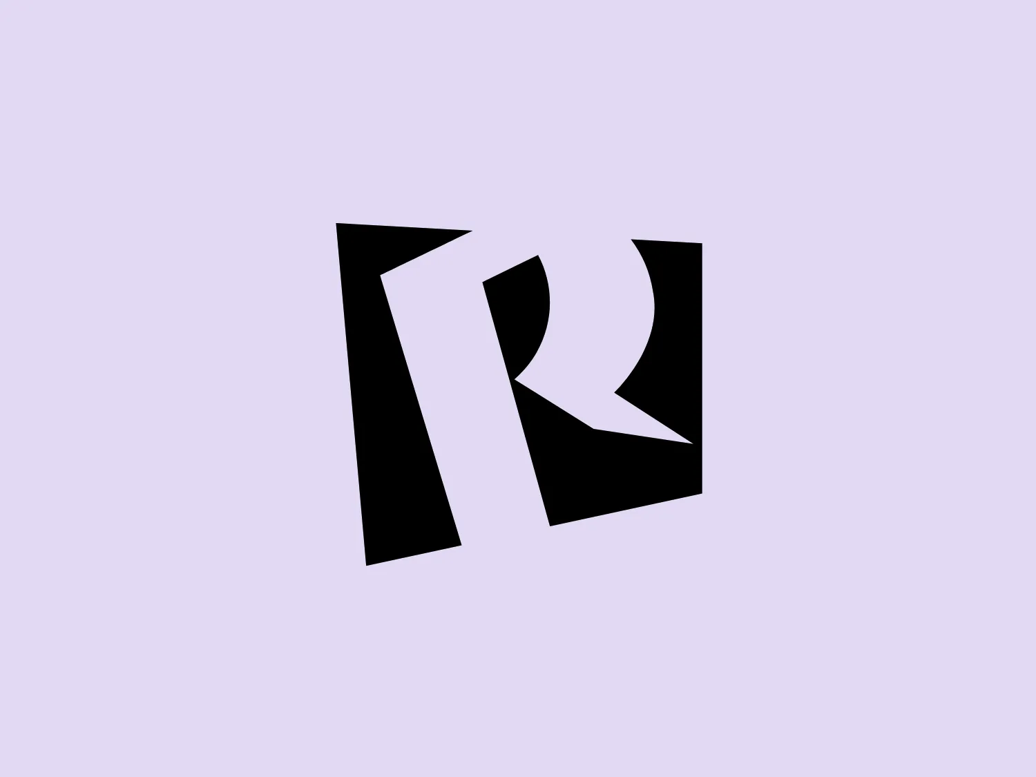 The Rightware logo showcases a sleek, modern representation of two bold, uppercase letters "R" and "K" in black. The design is characterized by sharp angles and dynamic edges, with clever use of negative space between the letters creating a sense of duality and interaction. Overall, the logo exudes a feeling of movement, precision, and professionalism.