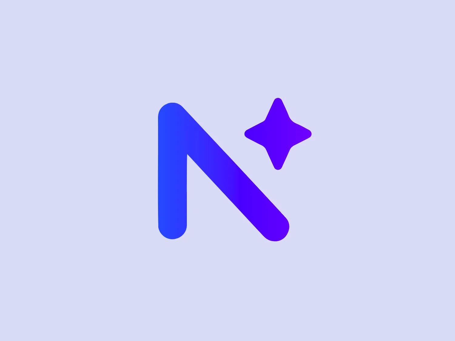 The Nautix Technologies logo features a stylized letter "N" in bright blue with a gradient from darker to lighter shades, giving it a dynamic and modern appearance. Adjacent to the top right of the "N" is a four-pointed star icon in vivid purple with a gradient for added depth and a 3D effect. The minimalist and contemporary design is suitable for a tech or entertainment brand, with the crisp edges of the "N" balancing professionalism with the playful star symbol.