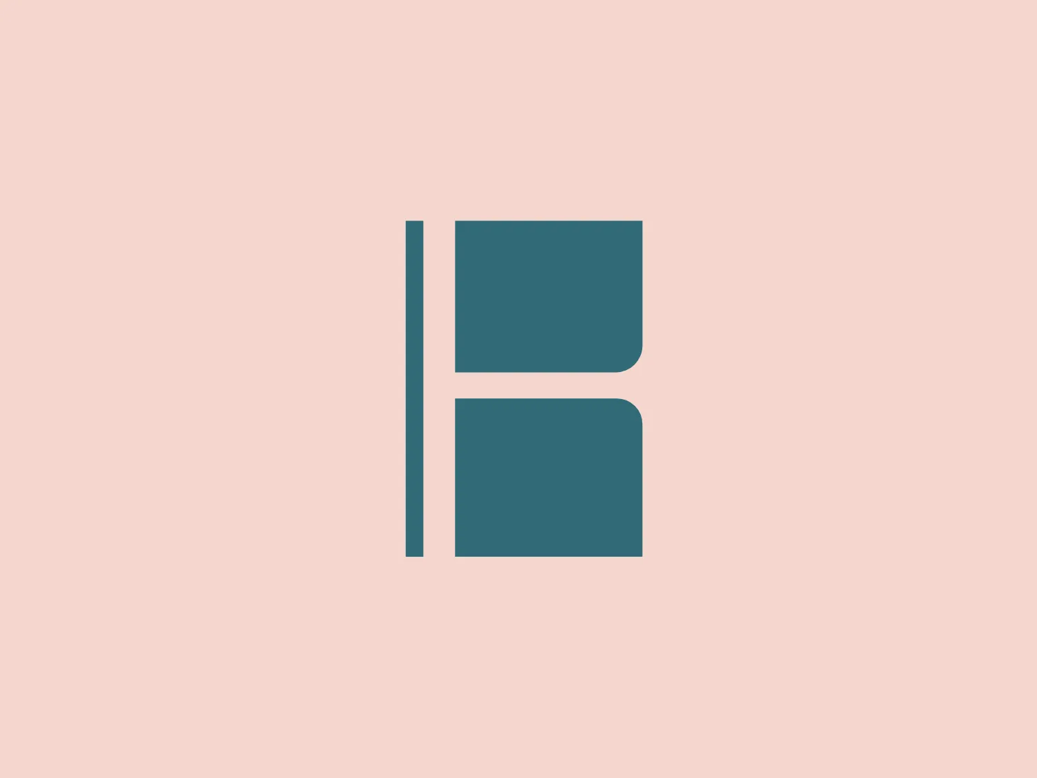 The Budget Blinds logo is a minimalist design consisting of two right-angled shapes resembling the letter "E" with a line extending from the top left side. The primary color is a muted teal hue, giving it a modern and sleek appearance. The design is geometric and symmetrical with clean lines and right angles, suggesting stability and professionalism. It has a flat, two-dimensional look without any gradients or shadows, which is consistent with contemporary logo design trends.