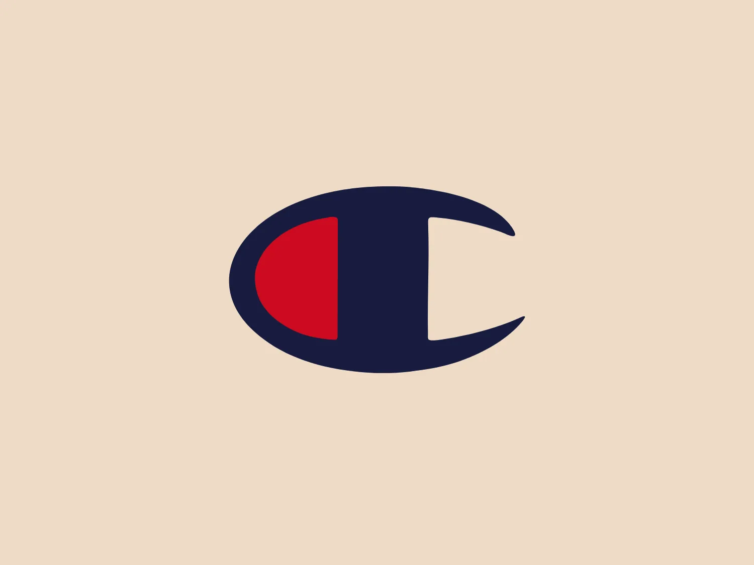 The Champion logo features a modern and clean design of the letter 'C', composed of a dark navy segment and a bright red segment. The navy portion forms the main body of the 'C' while the red segment fills in the gap, creating a sense of closure and a subtle round negative space in the center that hints at an 'O'. The bold and geometric shapes, along with the custom-designed font, give the logo a friendly and contemporary appeal.