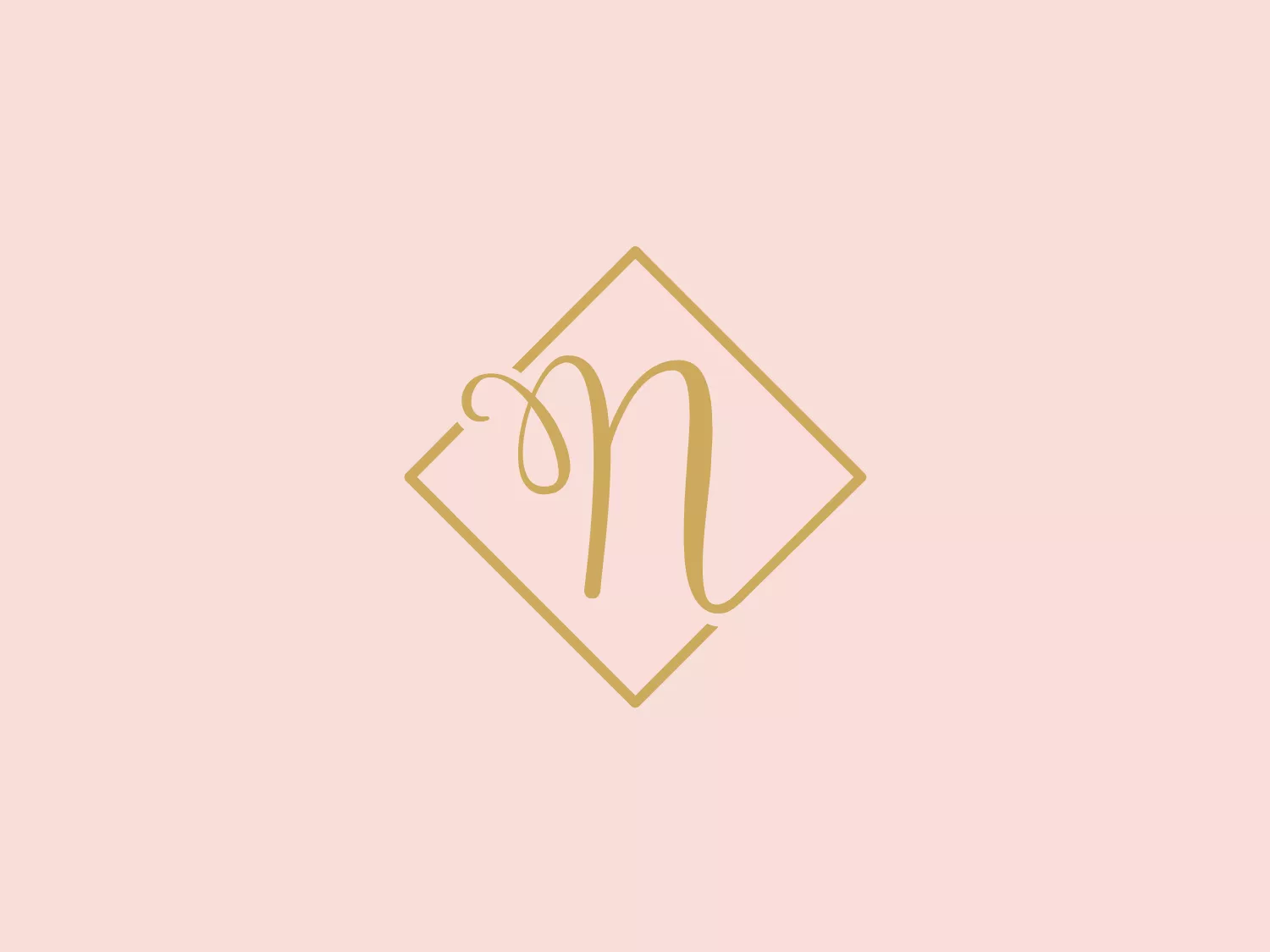 The Noodle Collective logo features a stylized, cursive lowercase "n" centered within a diamond-shaped outline. The "n" has an ornate design with fluid, looping strokes that suggest elegance and sophistication. The entire logo uses a monochromatic gold color scheme, giving it a sense of luxury and prestige. The thin lines of both the letter and the diamond border contribute to a delicate and high-end aesthetic. The diamond shape conveys stability and implies a precious quality associated with the brand.