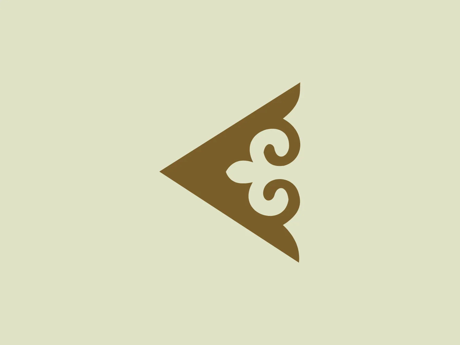The Air Astana logo is a stylized, abstract design with a dynamic triangular form pointing towards the right, suggesting forward motion or progress. The main body of the triangle is a solid, earthy brown color, while the negative space within it features intricate, swirling shapes that resemble a pair of stylized "S" letters or perhaps a custom ornamental design. The design has a modern yet timeless feel, balancing simplicity with decorative elements seamlessly within its geometric boundaries.