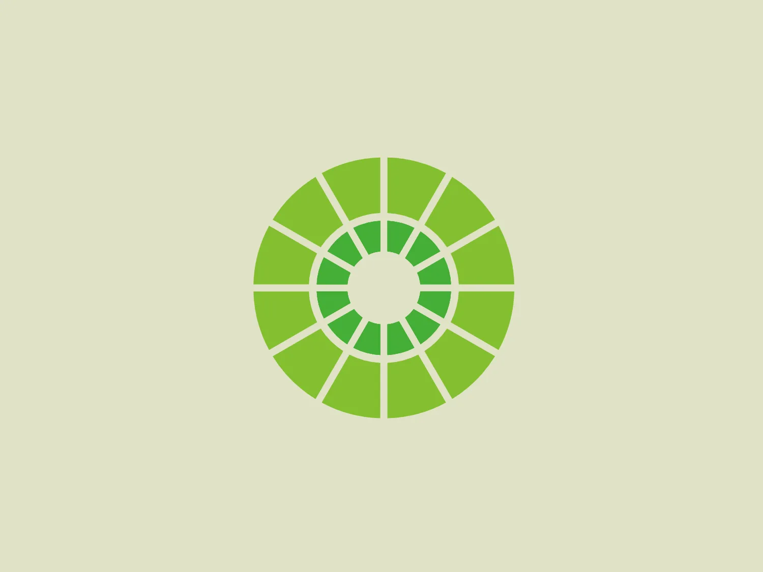 The Omnilert logo features a stylized circular shape with a white center and rays, resembling a simplified sun or a flower with rounded petals. The design consists of alternating light and dark shades of green, creating a feeling of dynamism and natural energy. The darker green sections have a narrower shape at the inner edge and broaden toward the outer edge, while the lighter green sections maintain a consistent width. The overall aesthetic is clean, modern, and eco-friendly, conveying growth, vitality, or sustainability. The segments are evenly spaced, imparting a sense of balance and harmony.
