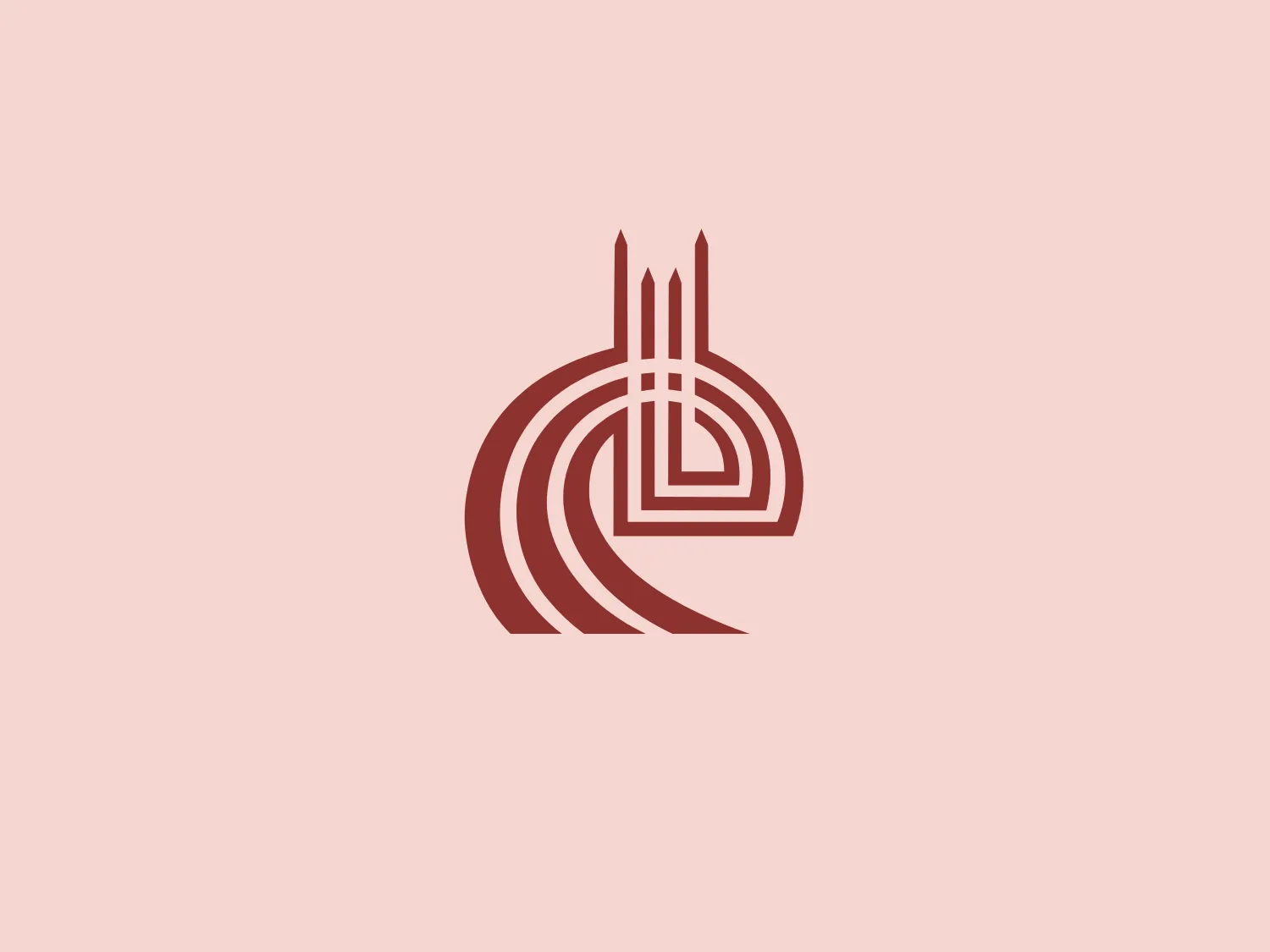 The Edirne Belediye logo features a stylized, abstract design comprising concentric arcs and sharp lines in a warm maroon color. Three pointy, elongated shapes emerge from the center towards the upper right, evoking a sense of growth. The negative space forms a squared spiral at the core, giving the logo an almost optical illusion quality. It has a modern, corporate feel with a clean and geometric aesthetic that suggests precision and innovation.