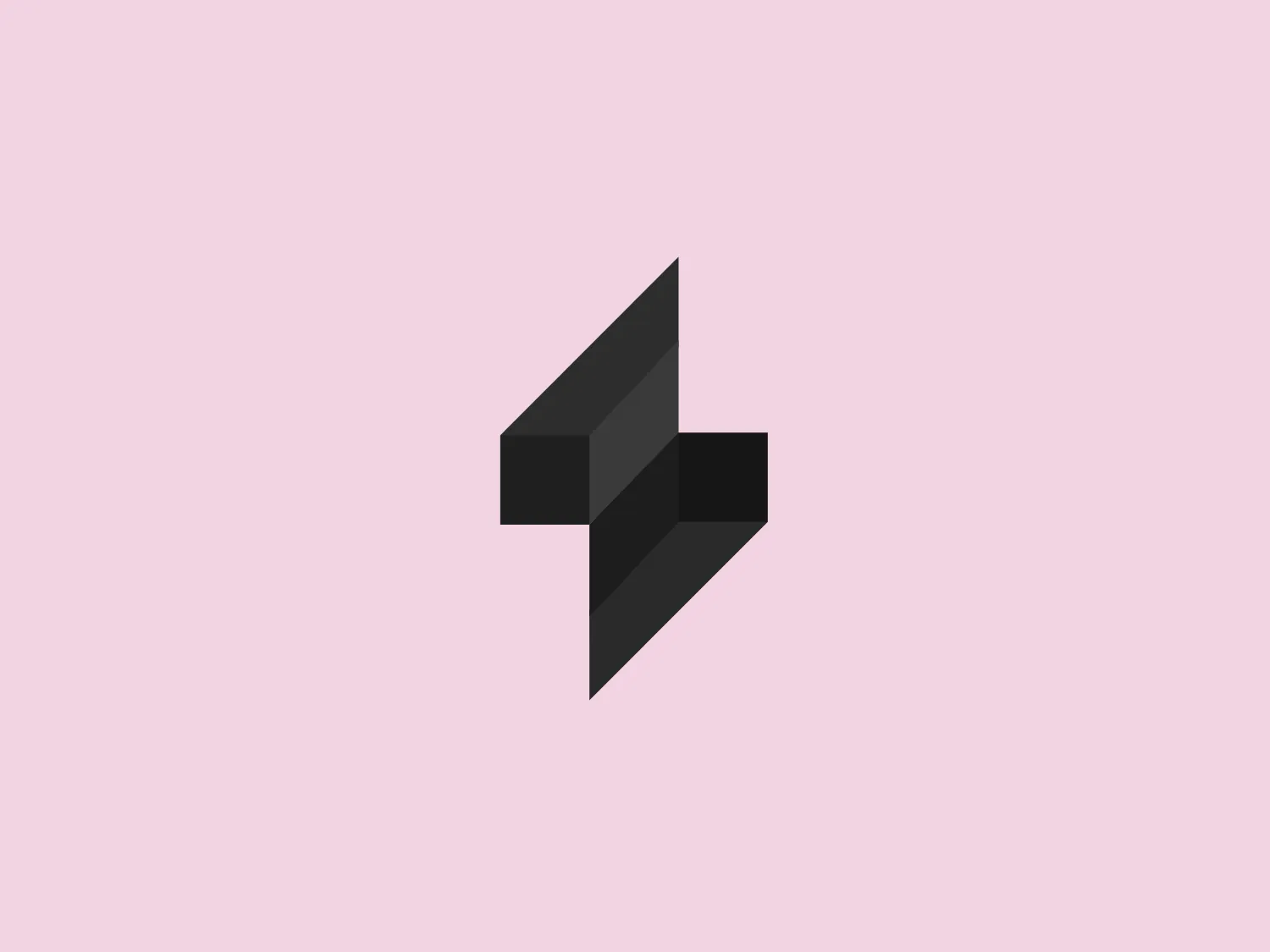 The SpeedPPC logo features a stylized, geometric shape resembling a confluence of two fold-over paper or ribbon elements. One segment is a deep coral pink similar to salmon, the other a strong royal blue. Both segments are parallelograms with their longer sides oriented horizontally, conveying movement and dynamism. The flat colors without gradient create a clean, modern aesthetic, while their overlap creates a darker shade, providing depth and an interlocking feel. The design leans towards minimalism with a 3D effect.