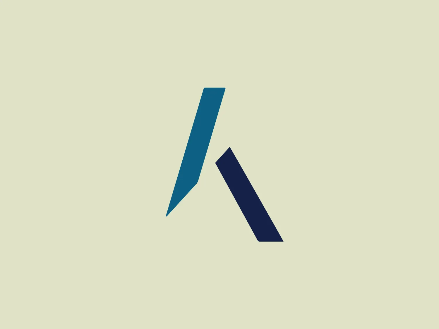 The Kadaster logo features a stylized letter 'A' composed of two diagonal parallelograms leaning against each other, creating a dynamic and modern appearance. The color palette includes a deep shade of blue on the right and a lighter teal on the left, connoting professionalism and innovation. The design is minimalistic and would resonate well in a tech or finance-oriented context for its sleek, cutting-edge vibe.