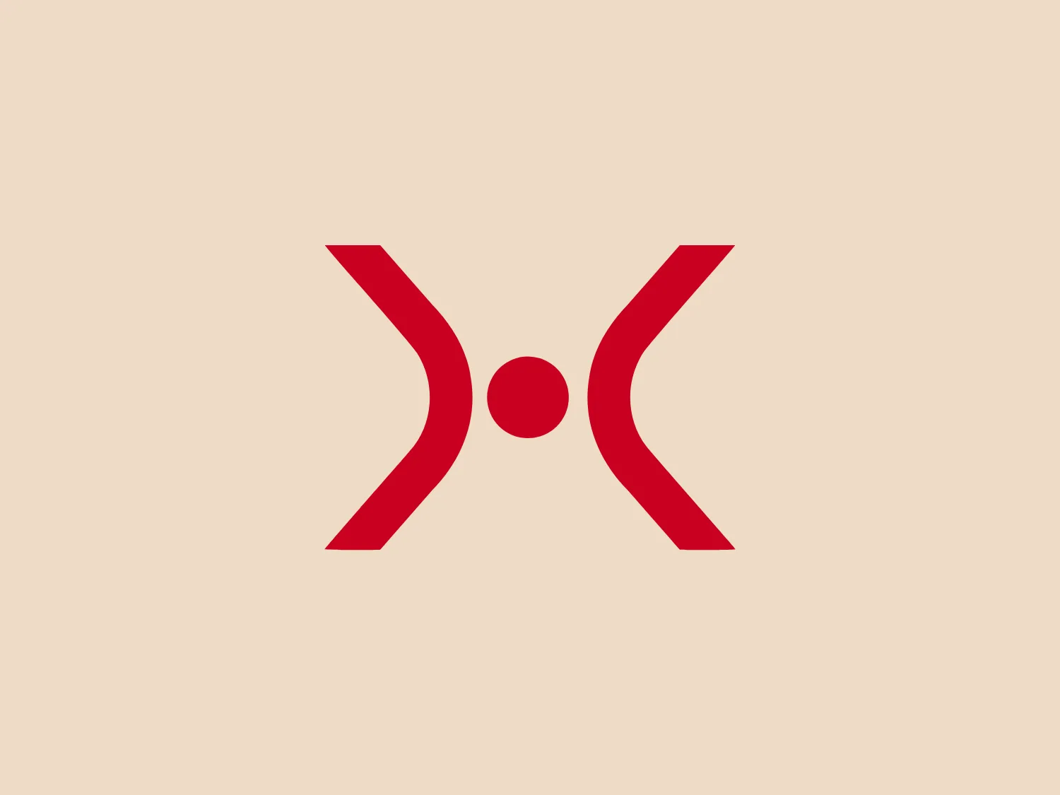 The Trinexia logo features a stylized, abstract design consisting of two identical shapes in a bold red color, angled inwards to suggest a mirrored effect. The shapes are reminiscent of curved, elongated brackets with a slight concavity toward the center, almost creating the impression of a dynamic, abstract butterfly or an hourglass. Central to the design is a red dot that sits perfectly between the two mirrored elements, providing a focal point and enhancing the symmetry. The overall aesthetic is modernistic and minimalist, with a use of negative space that could imply connectivity or interaction. The clean lines and simple color scheme give it a professional and contemporary feel.
