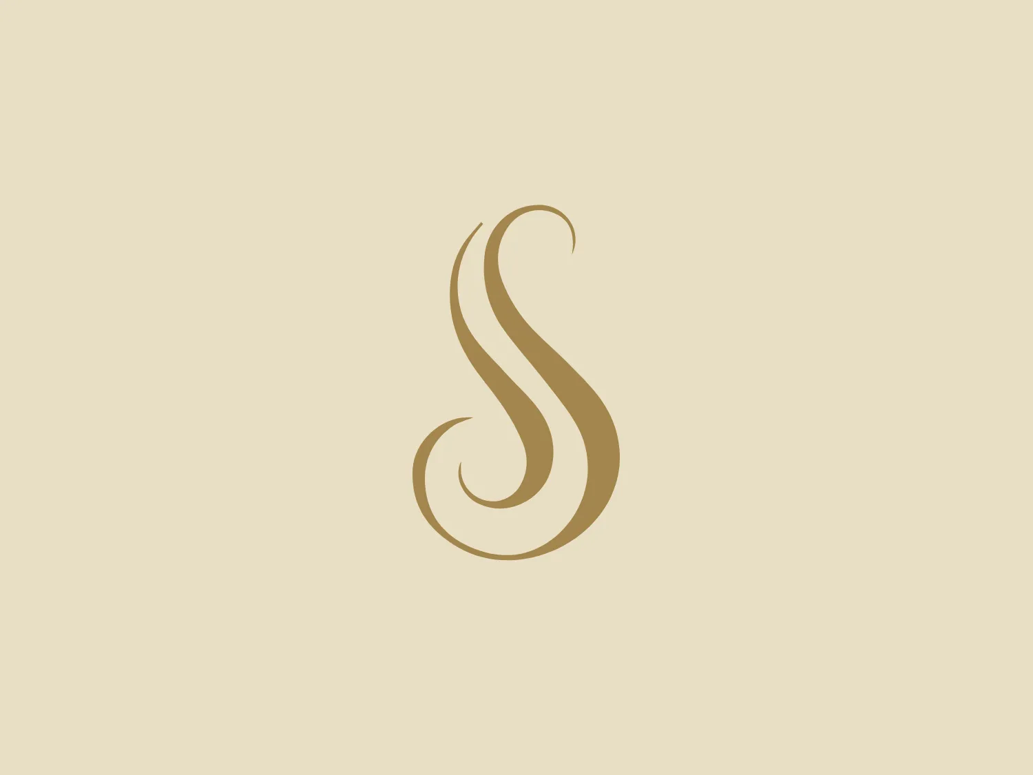 The Stuller logo features a stylized, abstract letter 'S' with an elegant silhouette. Comprised of two mirrored swirls, the fluid and organic figure is reminiscent of a treble clef or an ornate script letter. The tapered ends add a sense of movement and finesse, while the single muted gold color exudes luxury and sophistication. Perfect for high-end branding, the logo exudes a classic and timeless aesthetic.