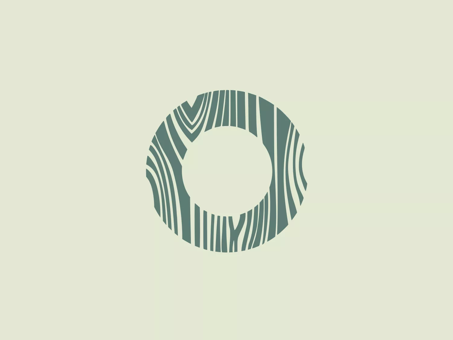 The Zero Wood logo is a stylized circular design with a central void, reminiscent of an abstract eye or a letter "O". It is composed of vertical and curving lines that vary in thickness, creating an impression of dynamism and flow within the circle. The lines alternate between solid and outlined forms, giving depth and texture to the design. The color scheme is a monochromatic palette of a muted teal, suggesting sophistication and modernity. The use of negative space within the design is clever, allowing the background to play a part in the logo's appearance. This logo could symbolize vision, unity, or technology due to its eye-like shape and contemporary aesthetic.