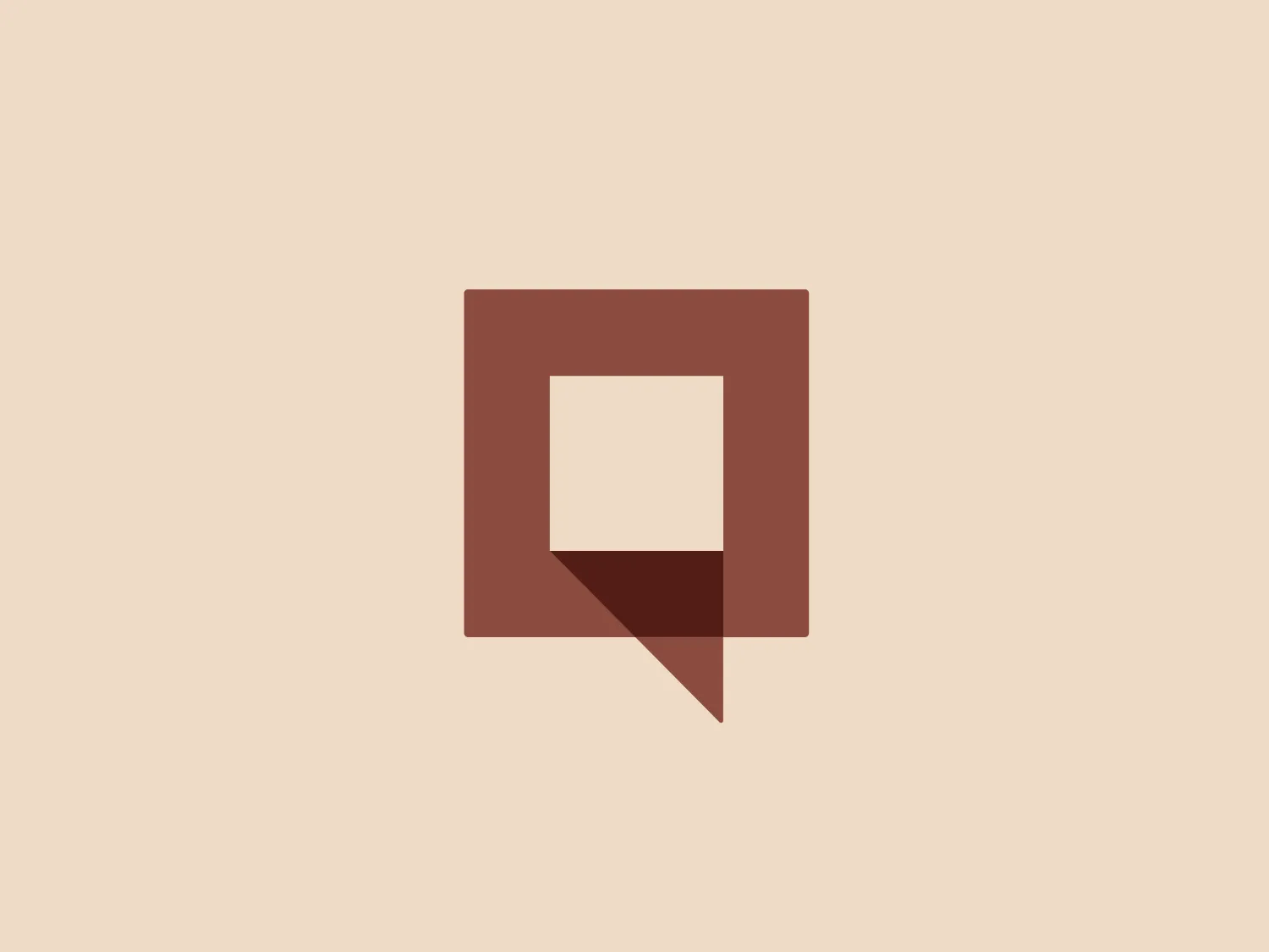 The Quadrangle logo features a simplistic and abstract design, consisting of a square with a smaller square cut out from its bottom right corner, resulting in a unique geometric shape. The color scheme is monochromatic with varying shades of brown, providing a sense of warmth and stability. The logo's aesthetic is minimalistic and modern, relying on the strength of its shapes and negative space to create a memorable and versatile emblem. The overall effect is understated yet sophisticated, with an inviting appeal that could translate well across various mediums.