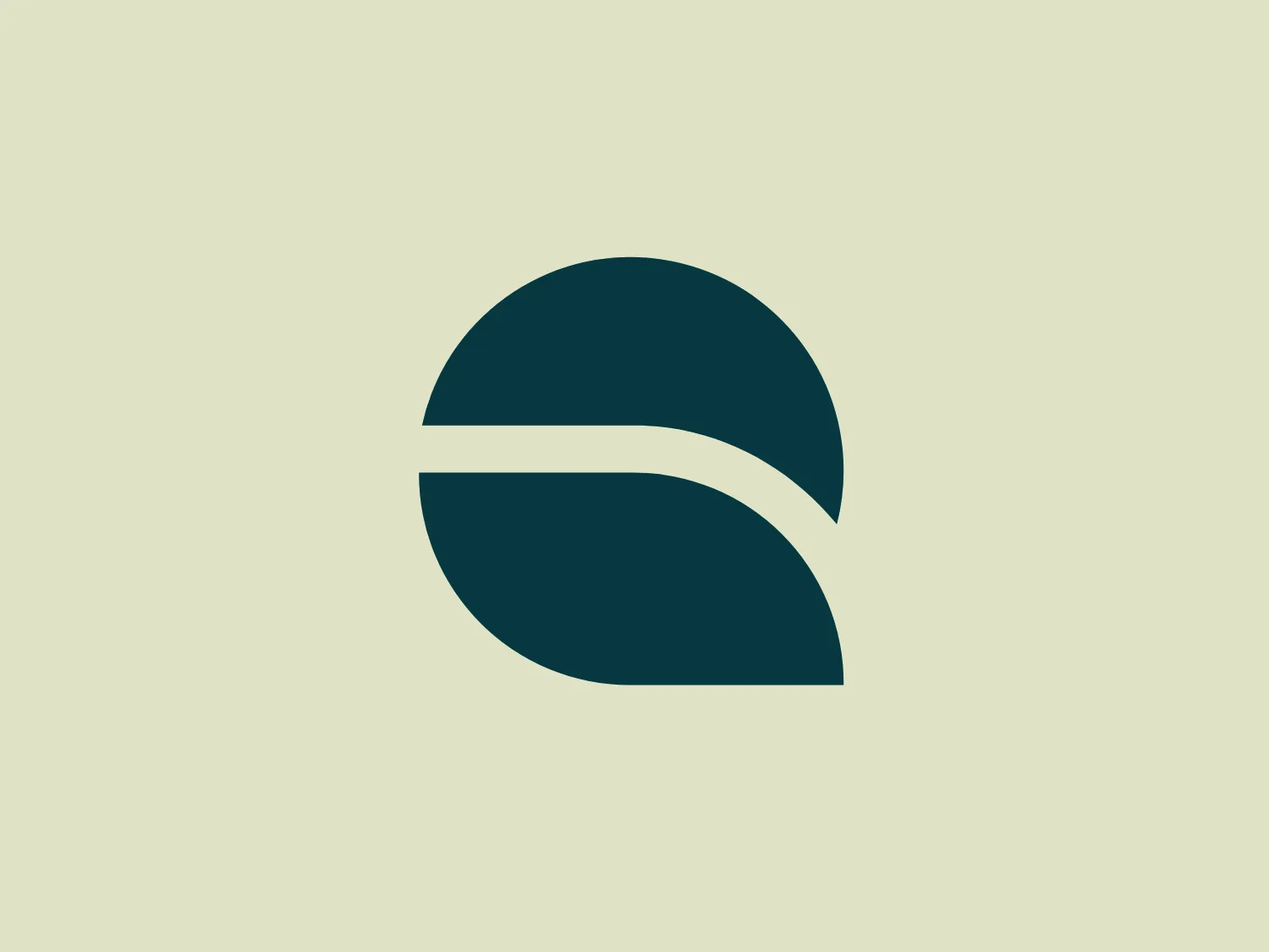 The Quinyx logo is an abstract, minimalist design featuring two dark teal shapes arranged to create the impression of a bisected sphere or globe. The design is modern and employs negative space effectively, conveying a sense of global connectivity and continuous movement through bold color and simple forms.