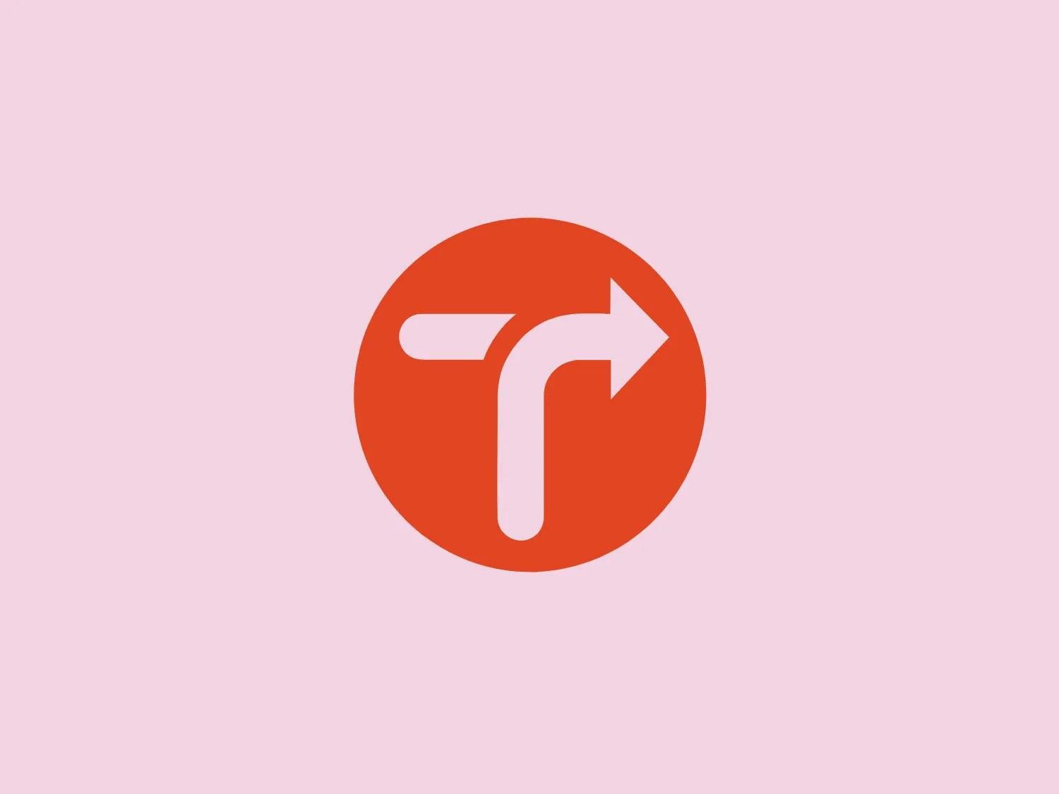 The image depicts a logo consisting of a circular backdrop with a stylized arrow. The arrow points to the right and incorporates elements of the letter "T" at its tail, conveying motion and direction. The design exudes modern minimalism with a clean-cut appearance. The arrow and circle are a vivid orange, emanating energy and vibrancy against a plain white backdrop, emphasizing simplicity and focus.