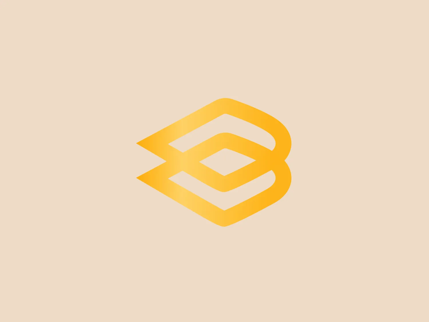 The Bictory logo features a stylized, abstract design composed of three bright, vibrant yellow parallelograms leaning to the right, each getting successively smaller and positioned within the previous shape to form a layered effect, creating a sense of depth. The use of negative space between the shapes adds to the dynamic and contemporary look of the design, which is both simple in its color usage and intricate in its form. Given the bright yellow of the logo, a soft and neutral background that complements without overwhelming would be ideal.