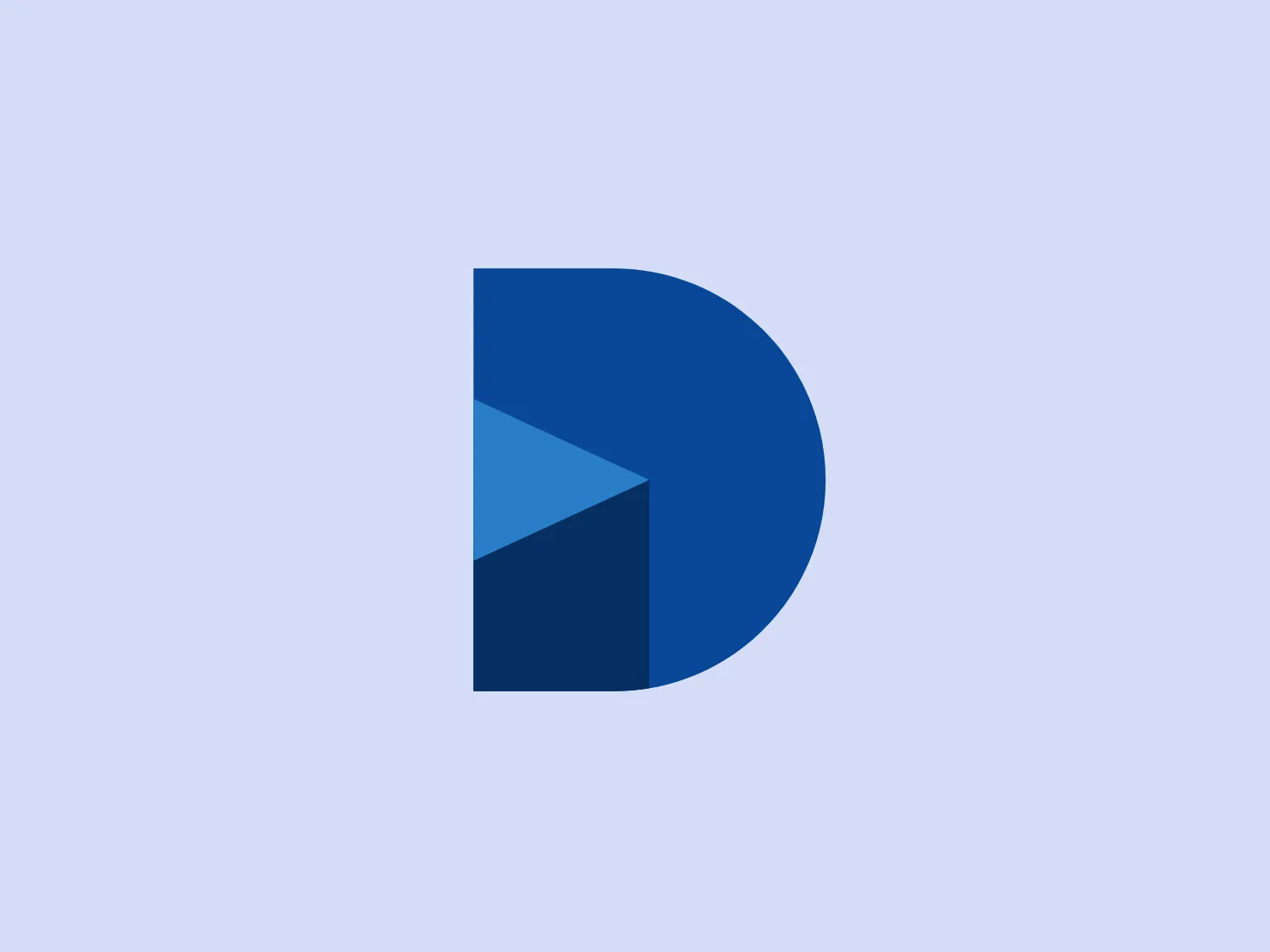 The Detran SP logo features a stylized letter 'D' composed of geometric shapes, with the main body of the 'D' in a deep blue color and a lighter blue triangle highlighting the interior portion. The design is clean, modern, and uses a contrast of blue shades to convey a professional yet dynamic brand image. Overall, the logo gives an impression of solidity and reliability with bold forms and a restrained color palette.