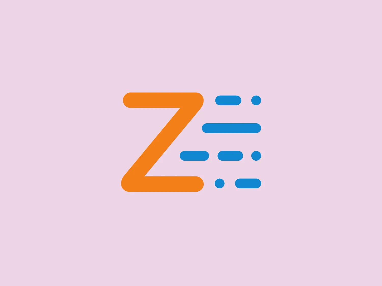 The logo features a stylized letter "Z" with bold, smooth lines and rounded edges. The primary color is vibrant orange, symbolizing energy and creativity. The "Z" is accompanied by four gradient blue lines on the right, conveying movement and connectivity. The color combination of orange and blue suggests balance and professionalism, providing a clean, tech-oriented, and contemporary aesthetic.