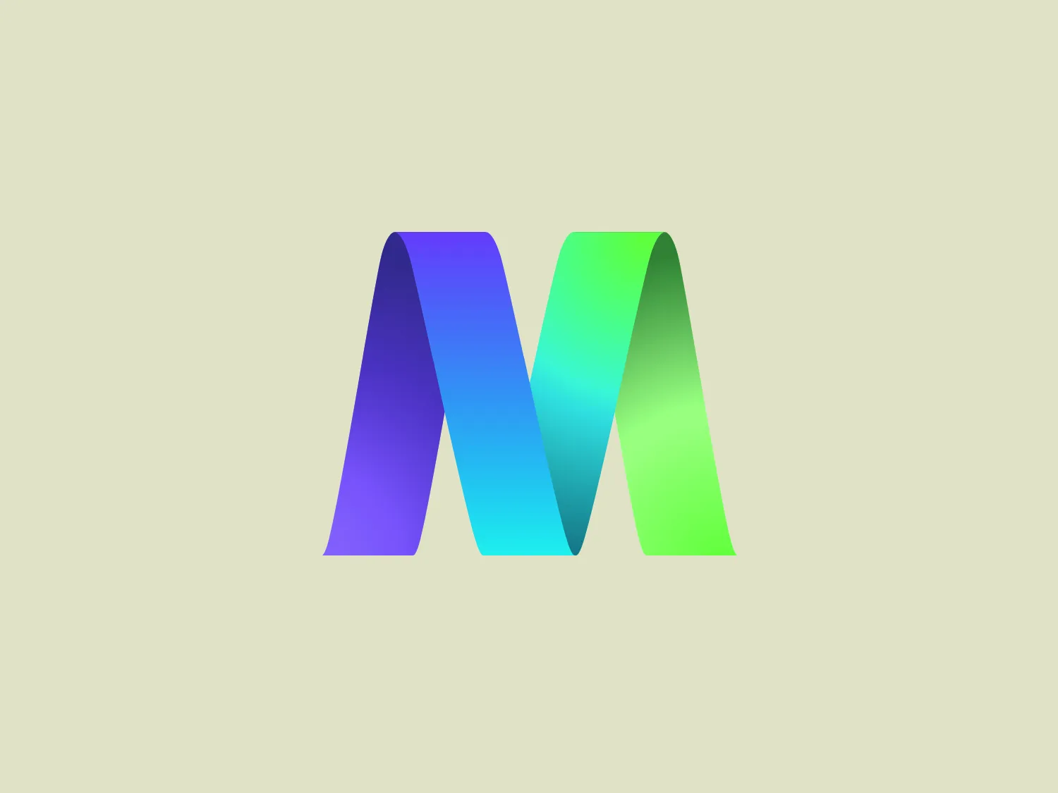 The Mytilineos logo showcases a stylized letter "M" with a contemporary and polished design. Comprising three-dimensional facets, the "M" creates a ribbon-like effect, lending it a dynamic and fluid appearance. Smoothly transitioning from deep violet to bright green, the color gradient flows through shades of blue and cyan. The minimalist and futuristic design is accentuated by gradients and subtle shadows, imbuing the logo with a sense of depth and prominence against the background.