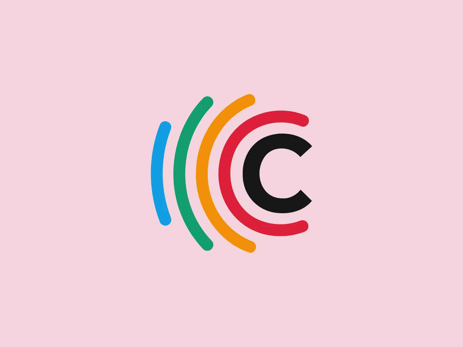 The Covesion logo features a stylized letter "C" at the center of concentric arcs forming a rainbow effect. The "C" is bold and solid black, offering a strong contrast, while the arcs transition from blue to green, yellow, and red, creating an eye-catching gradient. This design is clean and modern, conveying a sense of dynamism and connectivity. The arcs suggest motion, and their uniform width and equidistant spacing provide a balanced and harmonious feel.