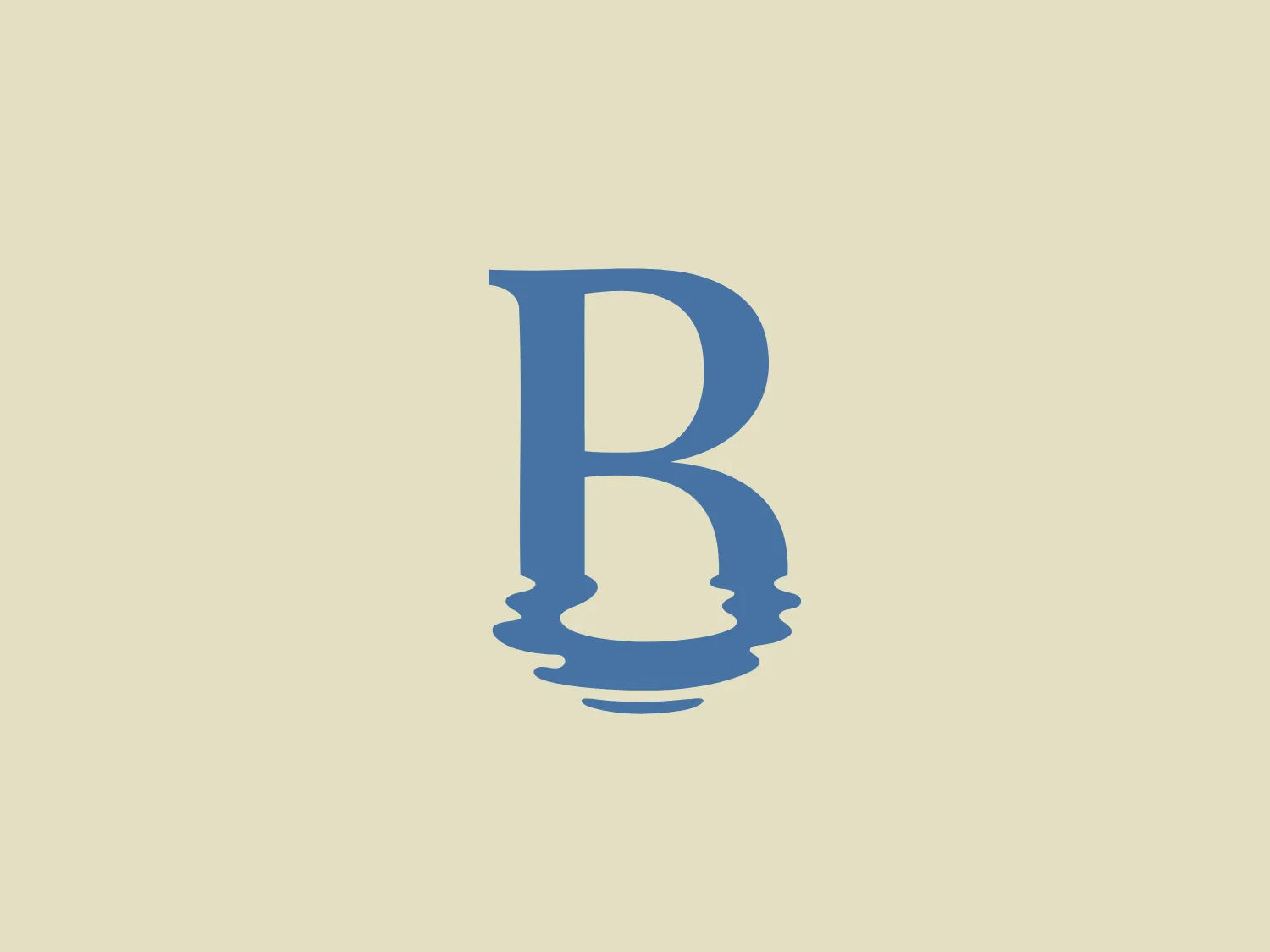 The Basin logo features a stylized uppercase 'B' with a modern and artistic twist. It's rendered in a soothing, pastel blue color, which gives it a gentle and approachable feel. The letterform is unique, with organic, wave-like distortions at the bottom, suggestive of a reflection in water or a melting effect, which adds a dynamic and fluid quality to the design. These distortions create a feeling of movement and softness, contrasting with the otherwise strong and bold shape of the letter 'B'. The aesthetic is minimalistic and would appeal to contemporary brands looking for a fresh and elegant identity. Considering the calm and serene vibe of the Basin logo, a background that complements without overpowering would be ideal.