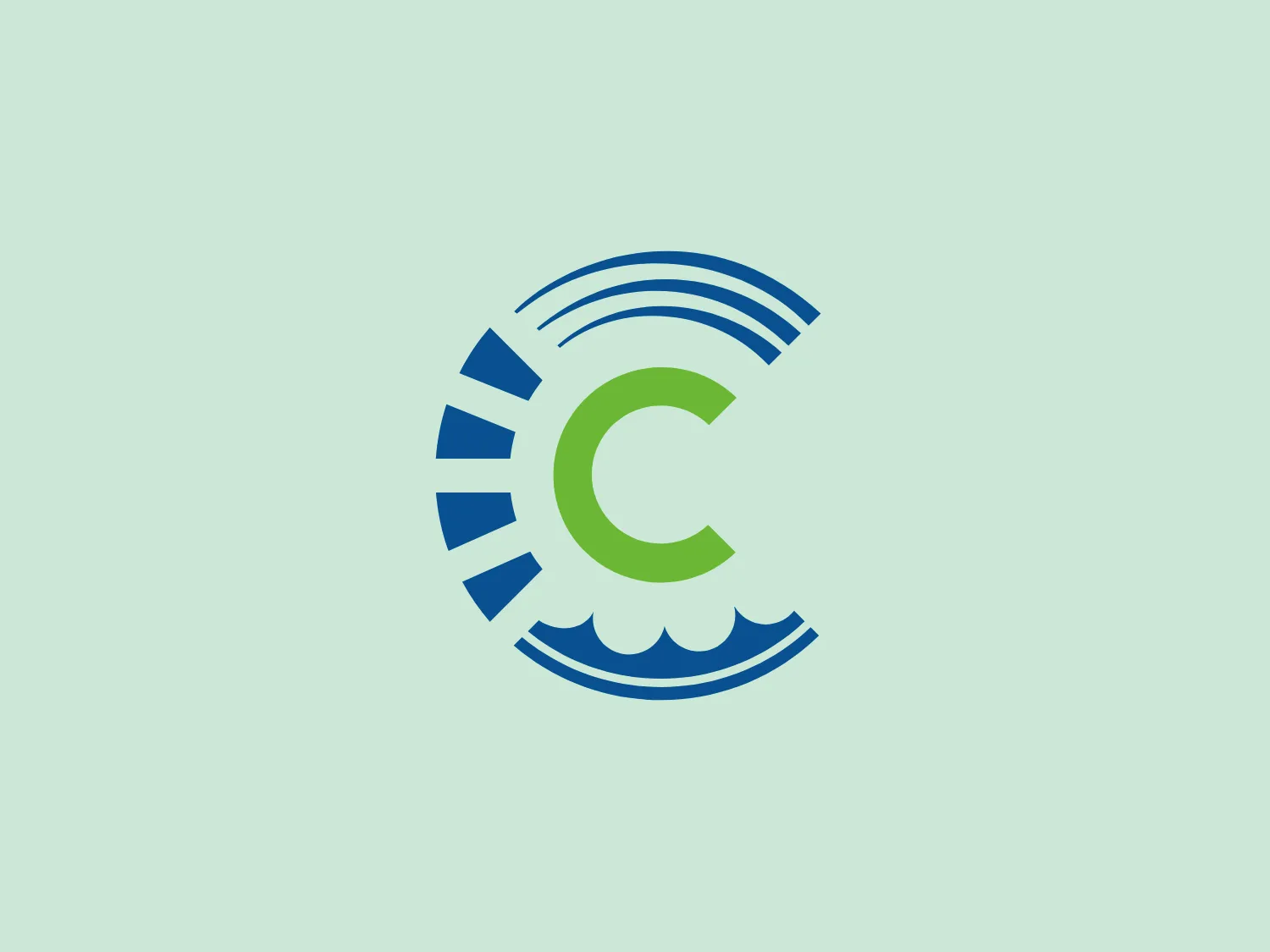 The MassCEC logo showcases a stylized letter "C" at its core, presented in a gradient of green to teal. Surrounding the central letter is a series of shapes that evoke a sense of movement and energy: a partial circle made up of segmented dark to light blue bars on the left, and three curved lines above, transitioning from dark to light blue, suggesting both rotation and broadcasting signals. The overall design exudes a modern and dynamic aesthetic, hinting at connectivity or technology themes through the use of clean lines and color gradients.