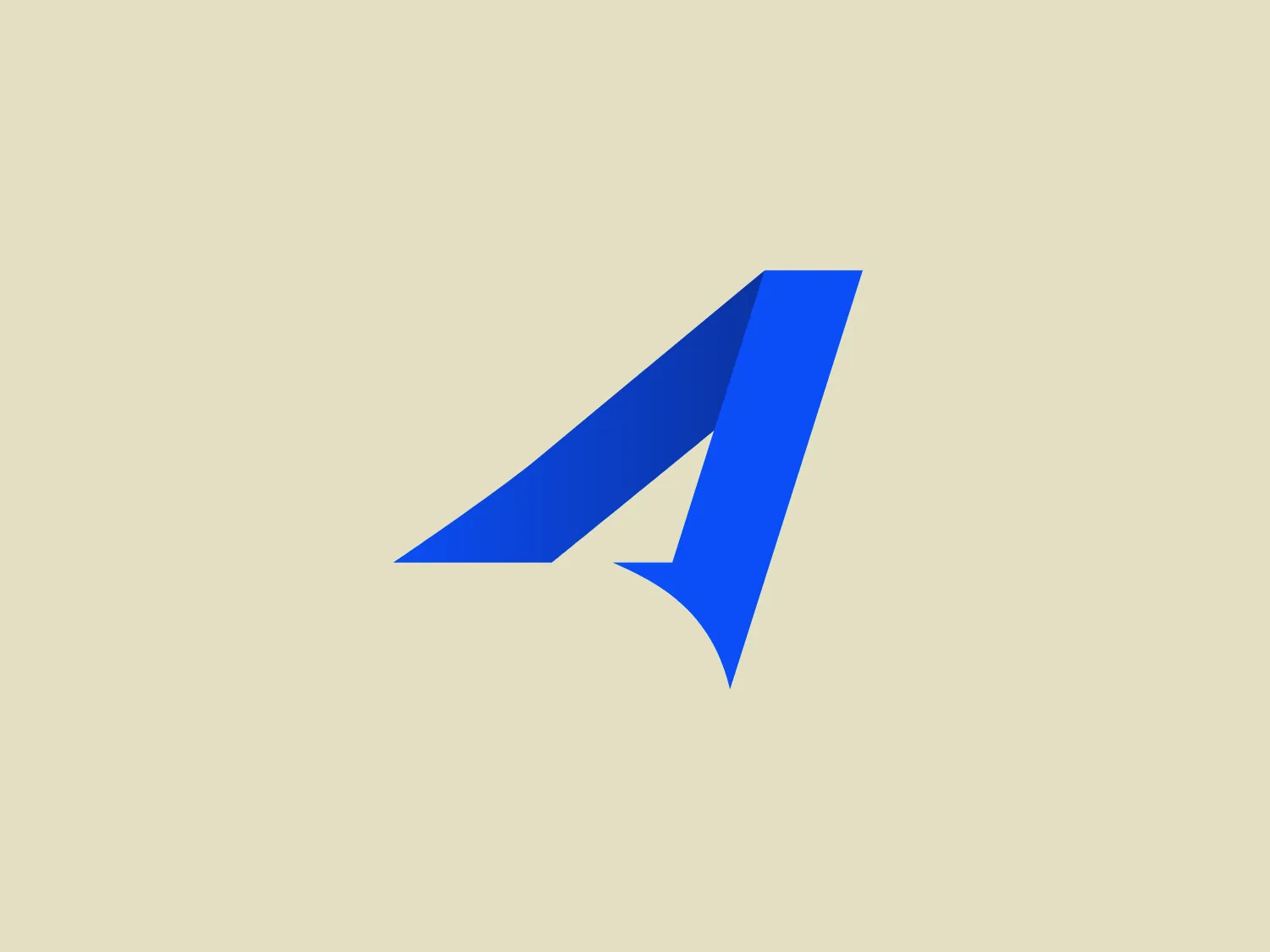 The Akrivis logo features a stylized letter 'A' represented by two diagonal, right-angled shapes converging into a sharp point at the bottom, mimicking the appearance of a dynamic arrow or a paper plane in mid-flight. The design is clean and modern, employing a vibrant shade of blue with two tones to give a sense of dimension and forward movement. The darker blue occupies the left side and the top, suggesting a light source from the top right, while the lighter blue on the right side completes the form. This sleek and minimalist logo conveys innovation, precision, and efficiency.