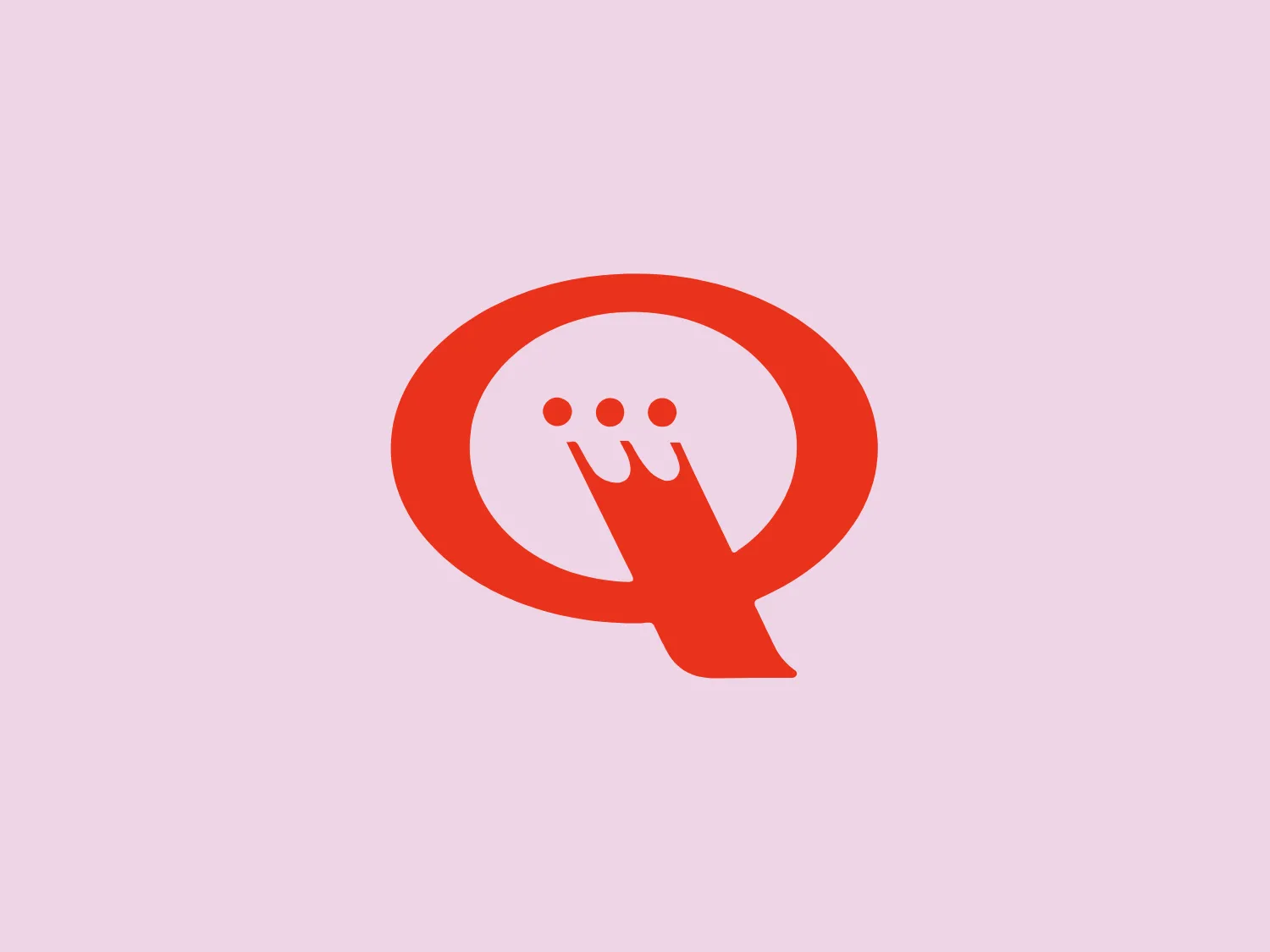 The Speed Queen logo features a stylized speech bubble in bright orange with a playful twist. The bottom portion of the speech bubble morphs into a hand with three extended fingers, evoking the ‘OK’ hand gesture. The circular bubble, except for the hand's cut-out, encases three small white dots representing the ellipsis commonly used in messaging to indicate continuation or speech. The overall design is modern, approachable, and communicates friendliness and affirmation in digital communication. The simplistic design is devoid of additional embellishments, creating a clean and iconic emblem.