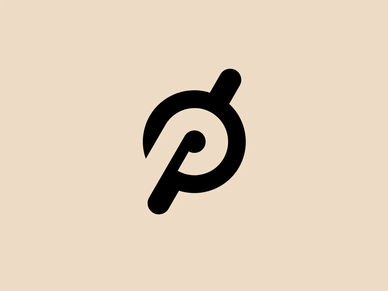 The Peloton logo features a stylized lowercase 'd' and 'p' interconnected to form a continuous and flowing design. The 'p' extends to form the circular bowl of the 'd', giving the appearance of an artistic loop. The shapes have a dynamic and modern feel. The design uses solid black for a bold and high-contrast visual impact, standing out with its simplicity and elegance. The shapes are clean with a slight variation in stroke width, which adds to the design's uniqueness. The aesthetic feels contemporary and could be related to anything from digital media to design agencies.