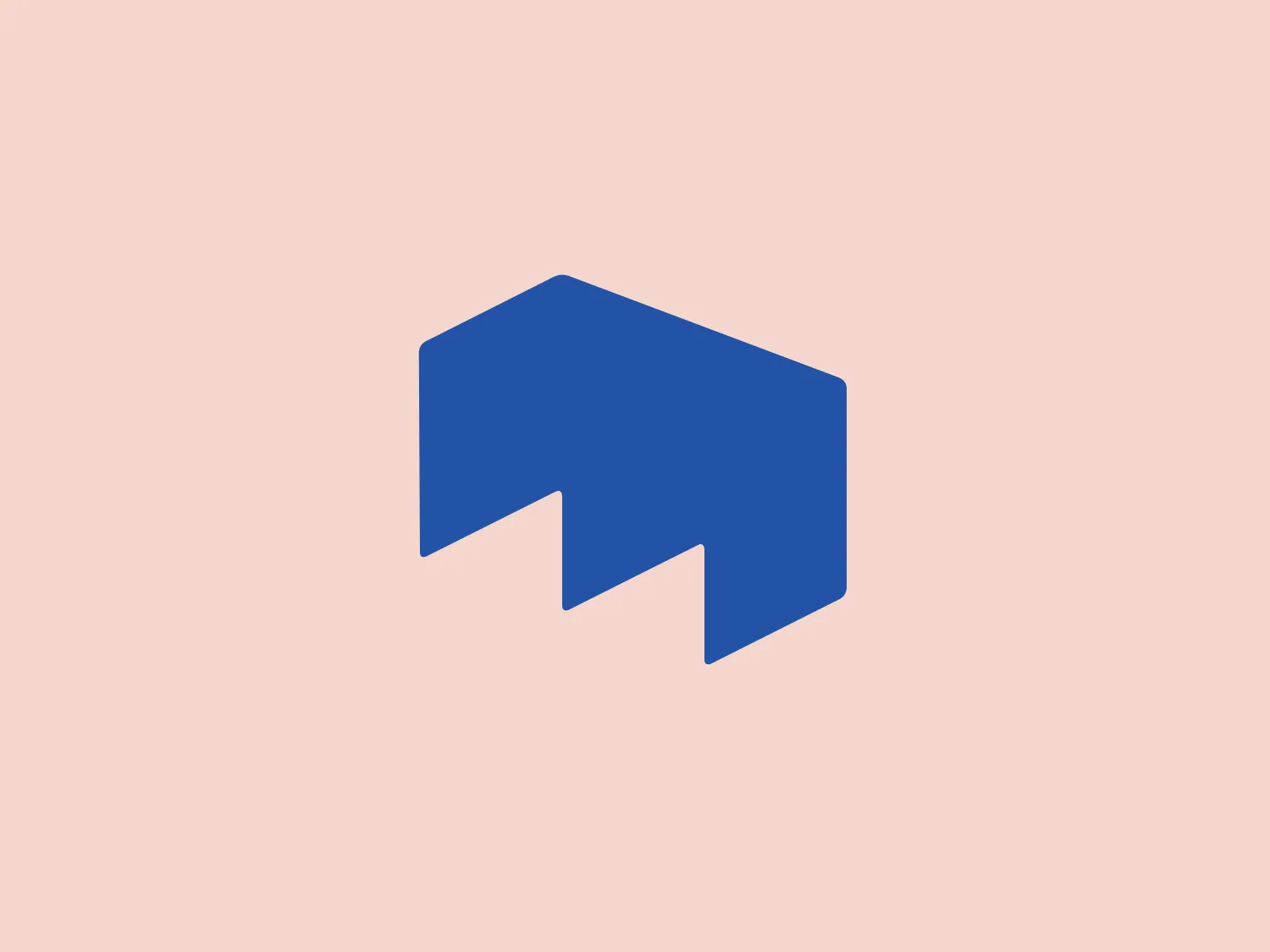 The Hochschule Mainz logo features a stylized letter or symbol consisting of geometric shapes, particularly a rectangle and a triangle melded together, pointing towards the right. It has a solid, flat color which is a shade of medium to dark blue. The design is minimalist and modern, with clean lines and sharp angles that give a sense of forward movement and stability. The overall aesthetic is sleek and professional.