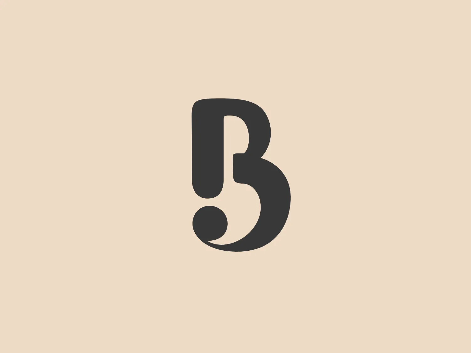 The logo features a modern and minimalistic design of a lowercase letter 'b' stylized with a continuous line creating a loop that engages the bottom of the letter with the ascender. It resembles a musical note or a subtle reference to connectivity or continuity. The warm, muted shade of terracotta adds to its simplicity, offering versatility and easy recognition at various sizes. To maintain readability and aesthetic balance, a light and neutral background complementing the warm terracotta is recommended.